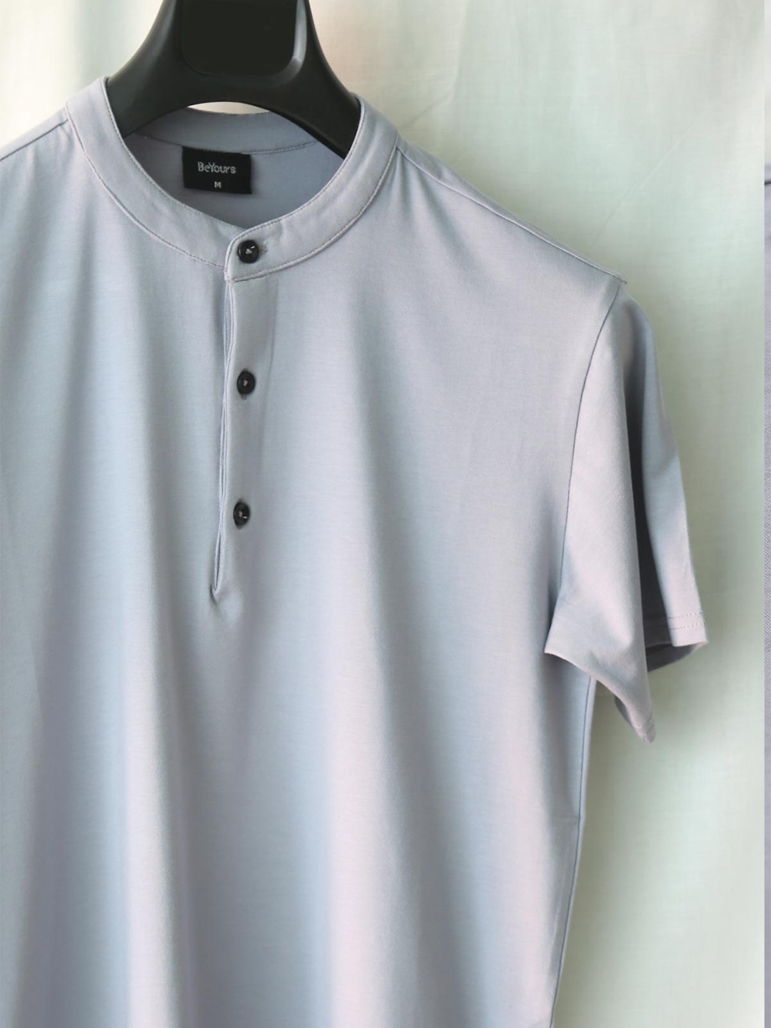 

Beyours Mandarin Collar Short Sleeve T-Shirt, Grey