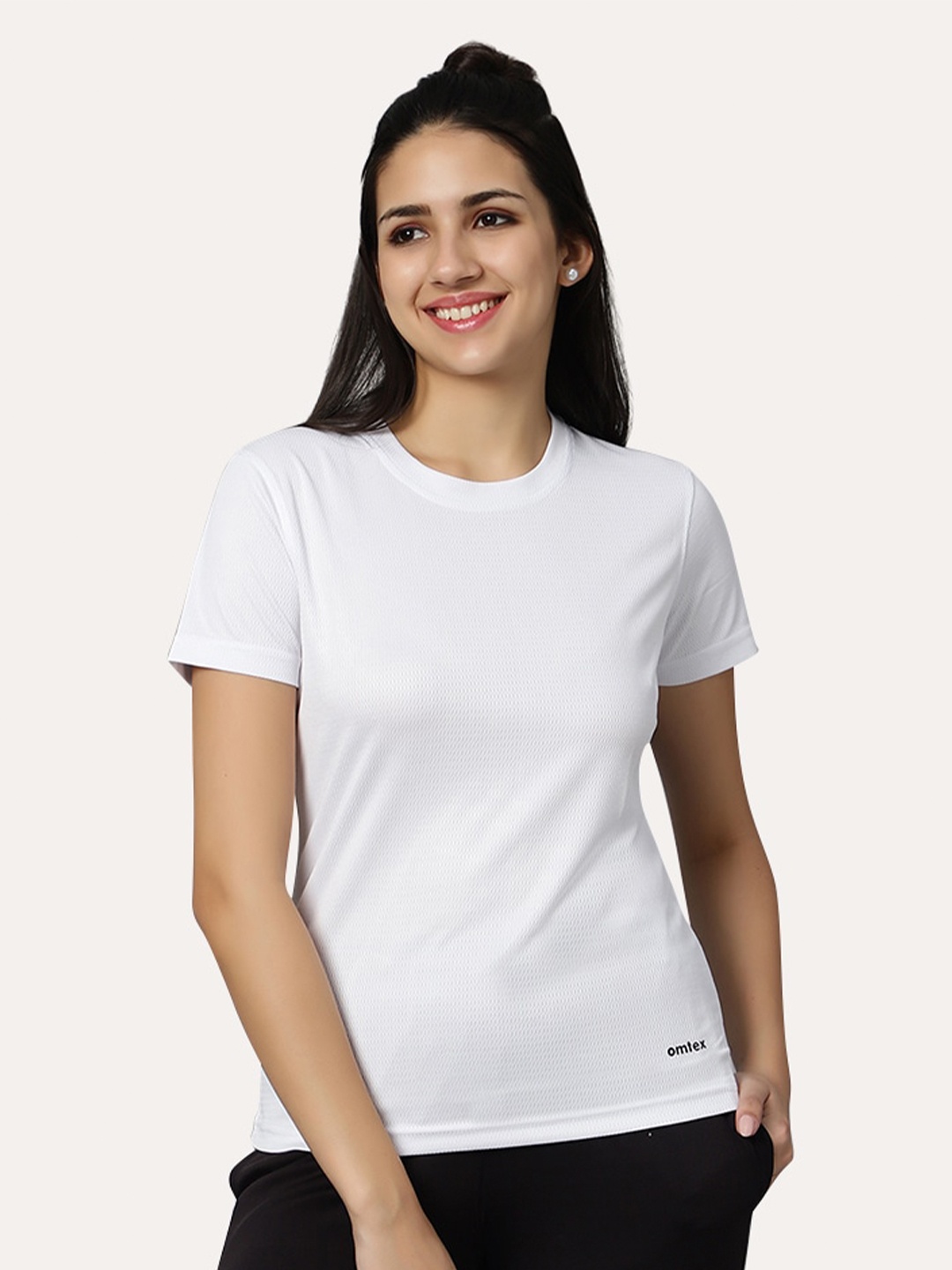 

Omtex Round Neck Knitted Sports T-shirt, White