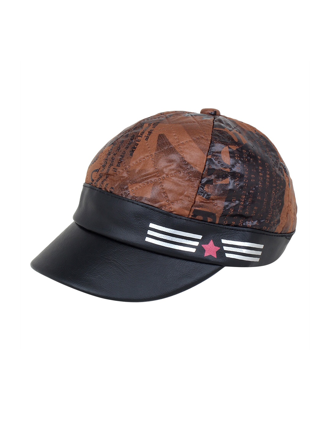 

Zacharias Boys Typography Printed Adjustable Fit Visor Baseball Cap, Brown