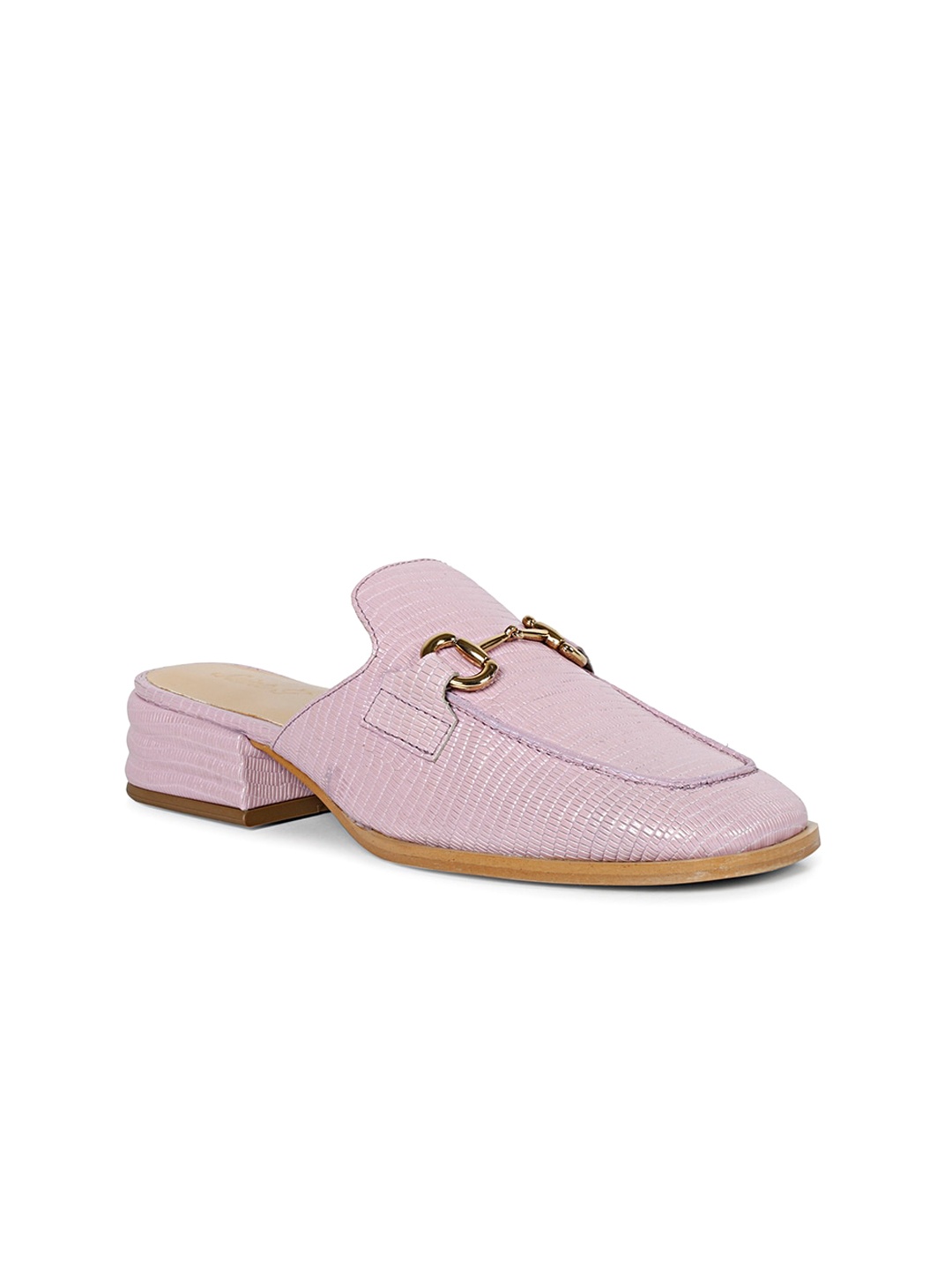 

Saint G Textured Square Toe Embellished Leather Block Mules, Lavender