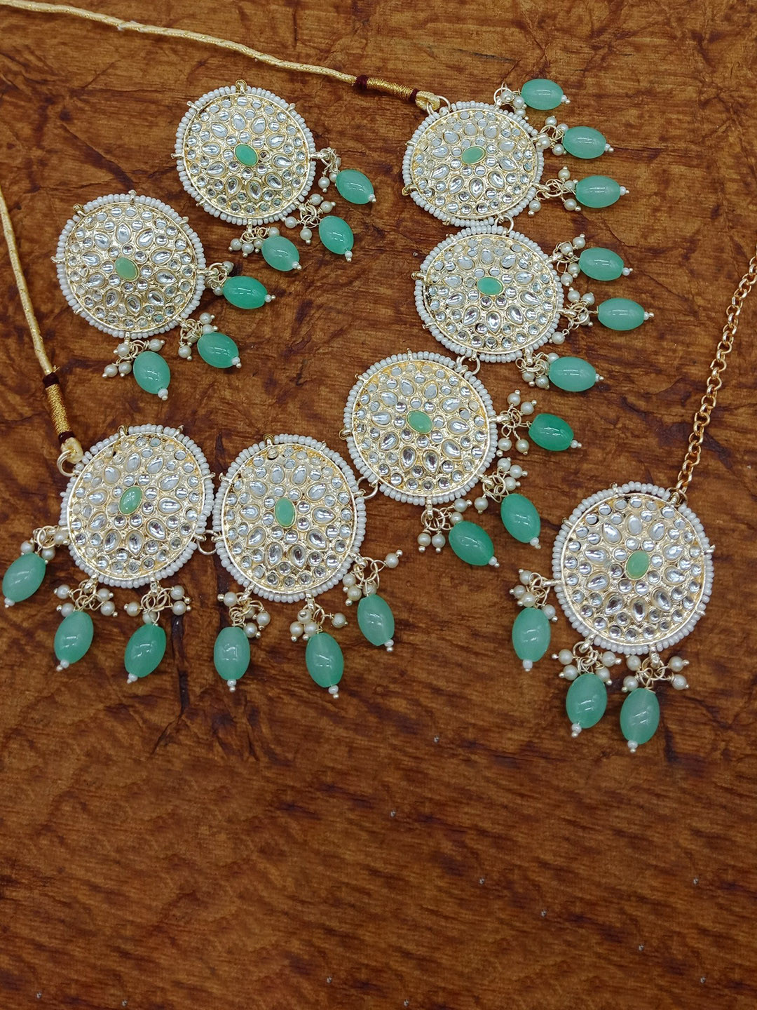 

AASHISH IMITATION Gold-Plated Oval Kundan Jewellery Set, Silver