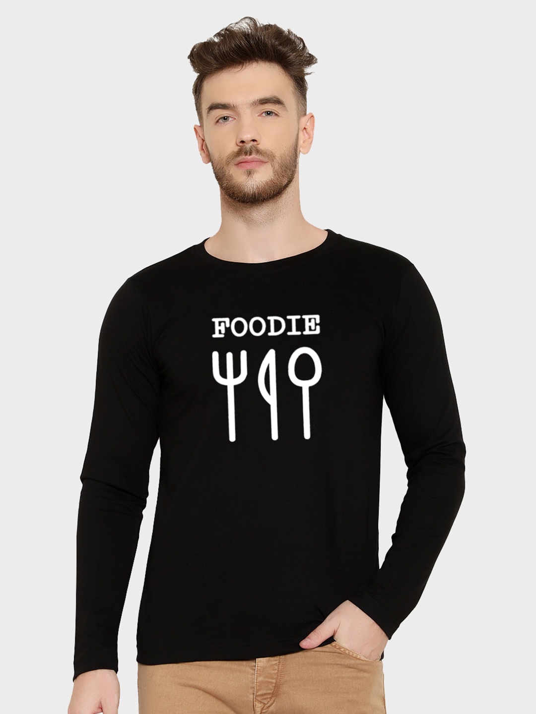 T-SHIRT TRUCK Typography Printed Cotton T-shirt, Black