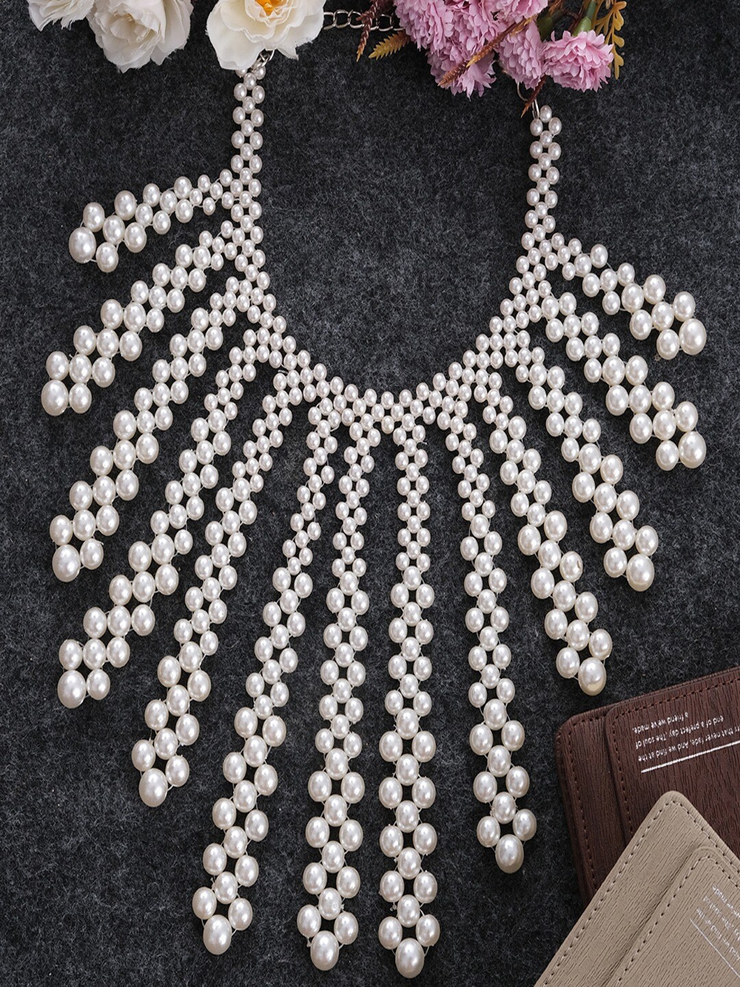 

UNIVERSITY TRENDZ Silver-Plated Beaded Tasselled Necklace