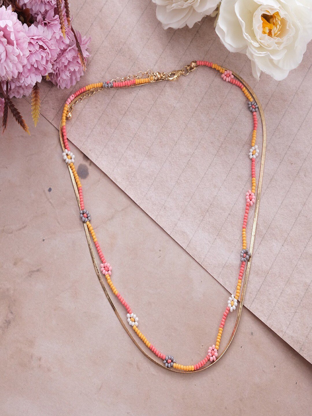 

UNIVERSITY TRENDZ Gold-Plated Layered Beaded Necklace