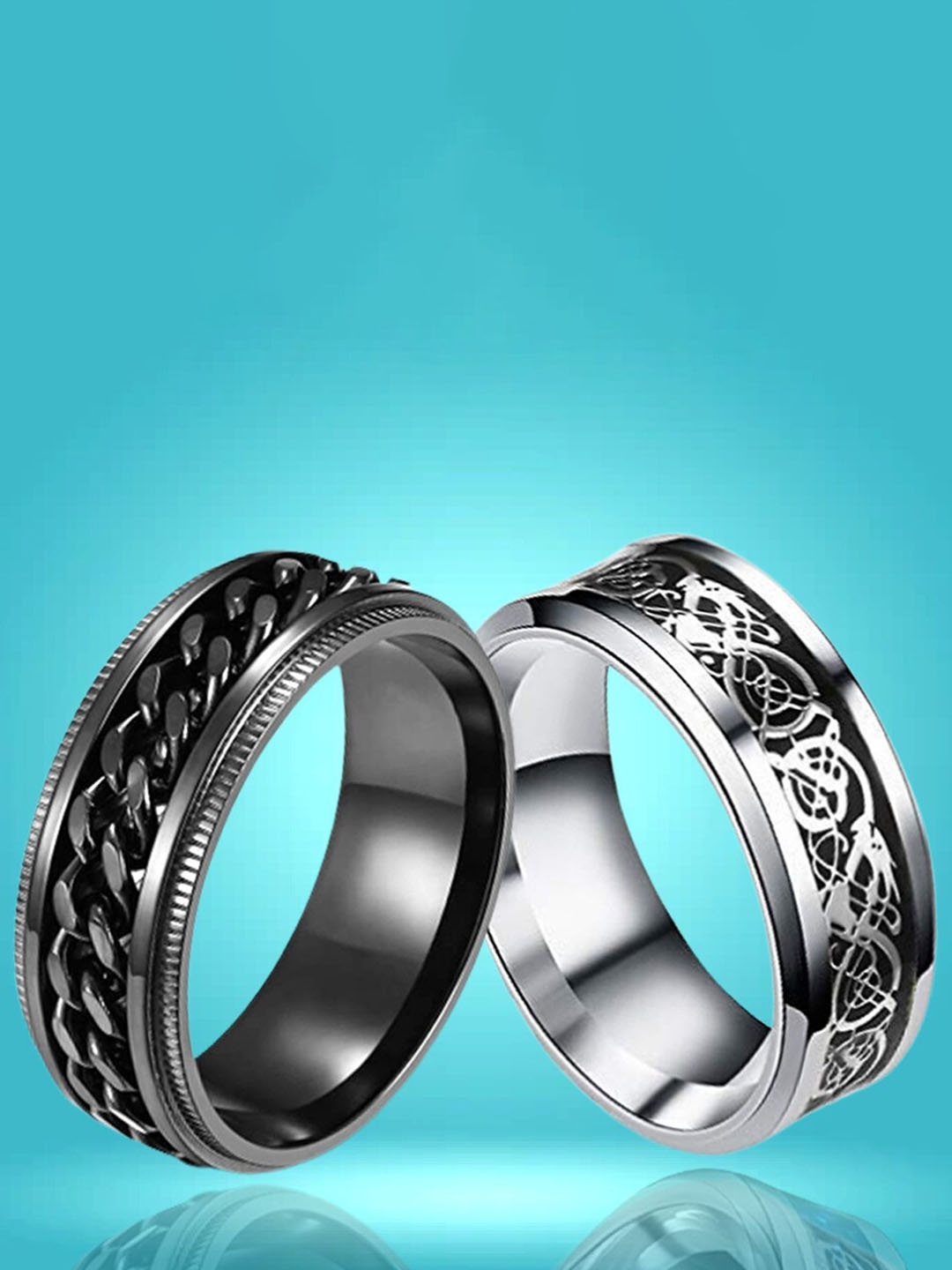 

UNIVERSITY TRENDZ Set of 2 Silver-Plated Finger Rings
