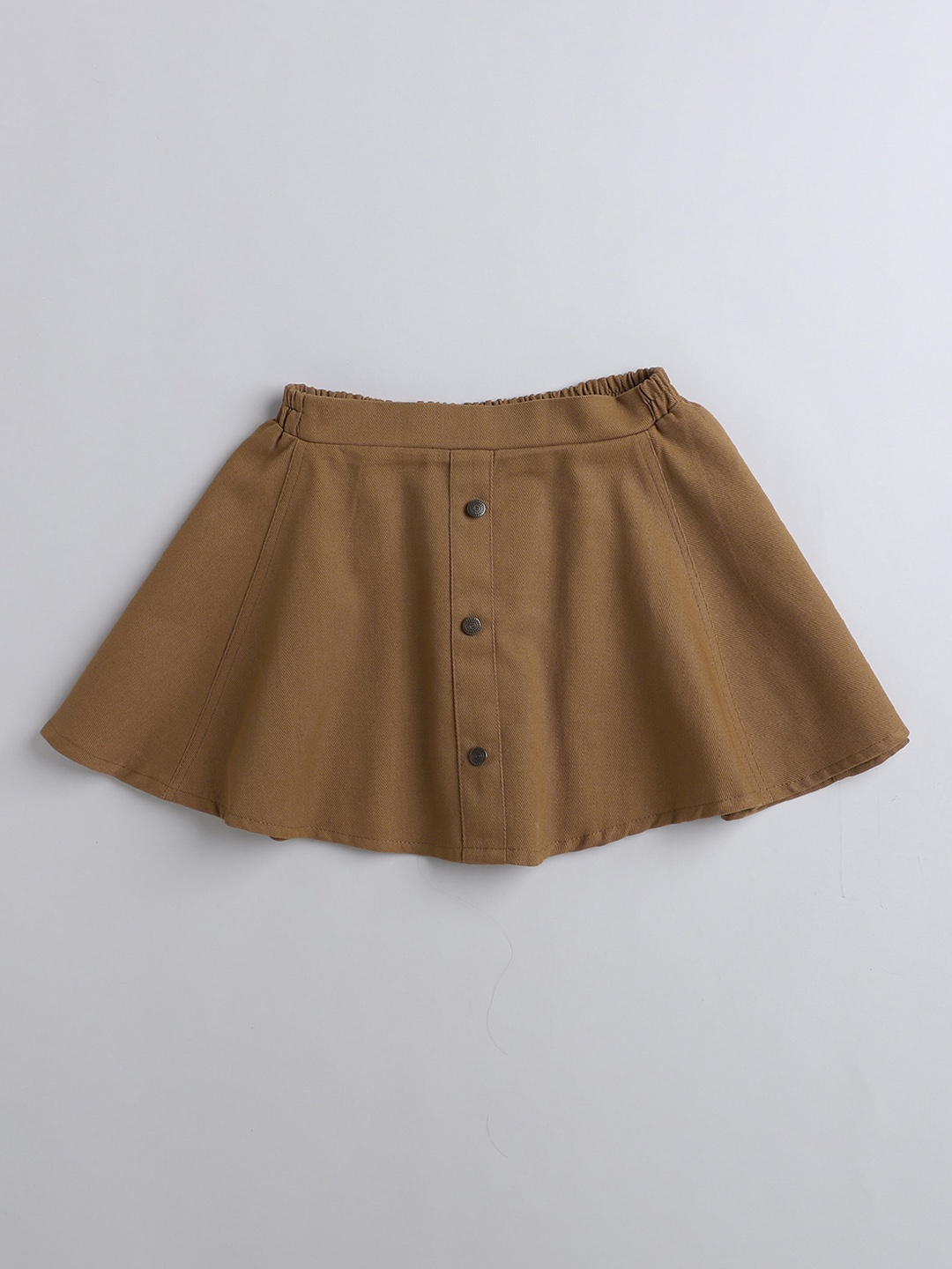 

AWW HUNNIE Girls Pleated Flared A-Line Pure Cotton Mini Skirt, Brown