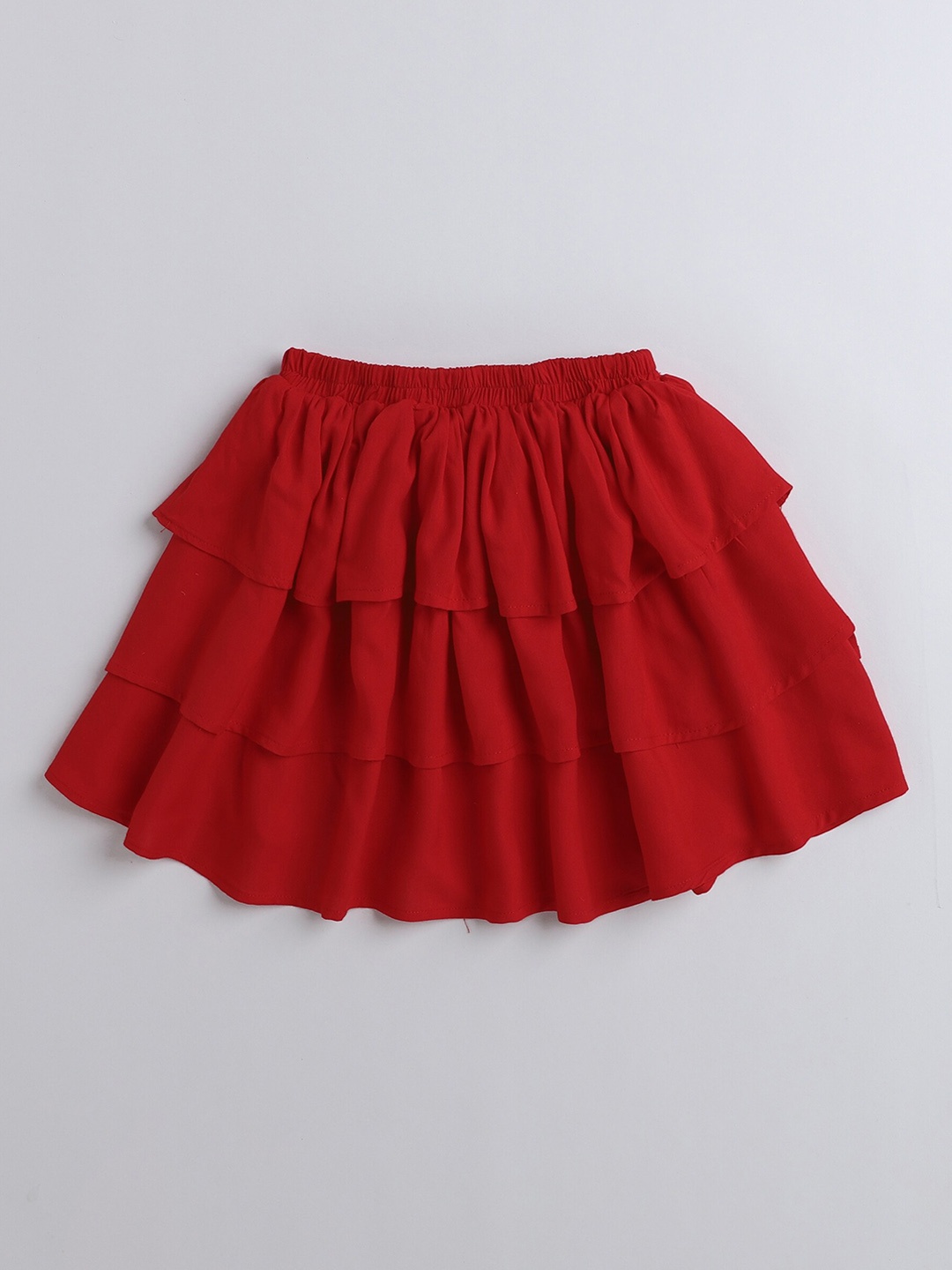 

AWW HUNNIE Girls Above Knee Layered Skirt, Red