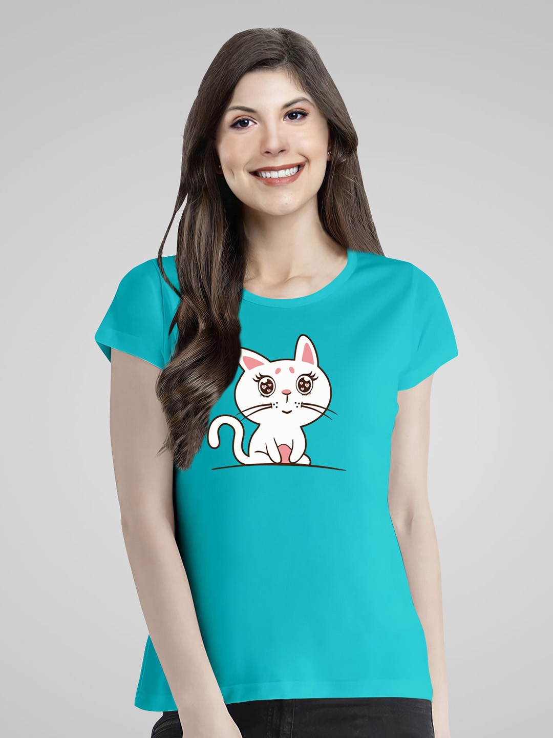

Pootlu Women Blue Printed Extended Sleeves T-shirt