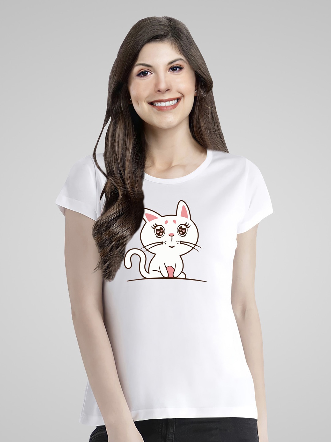 

Pootlu Women White Printed T-shirt