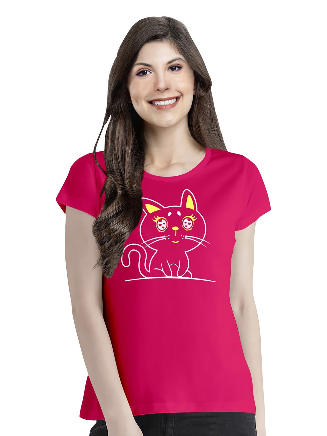 

Pootlu Women Pink Printed T-shirt