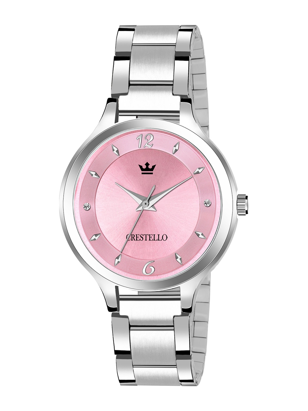 

CRESTELLO Men Stainless Steel Bracelet Style Straps Analogue Watch CR-L136-PNK, Pink