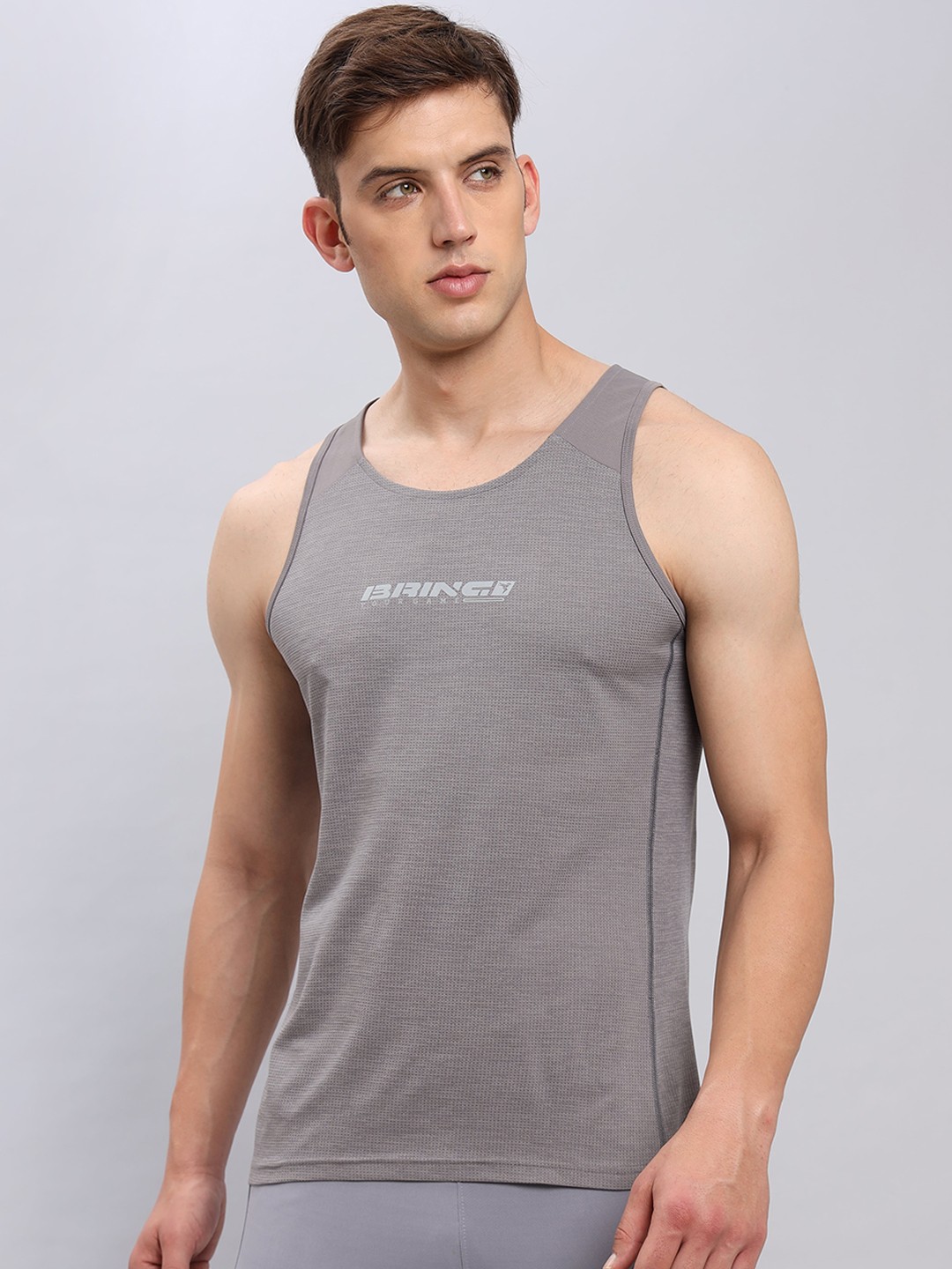 

Technosport Antimicrobial & Anti Odour Knitted Gym Vest, Grey melange