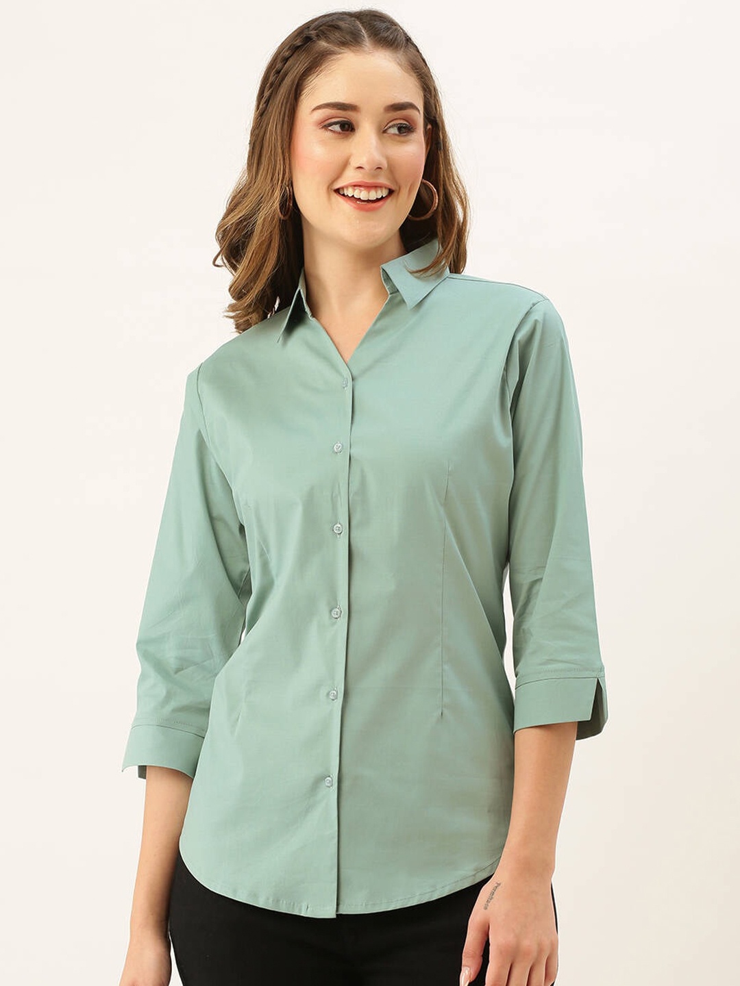 

ZOLA Green Relaxed Pure Cotton Formal Shirt