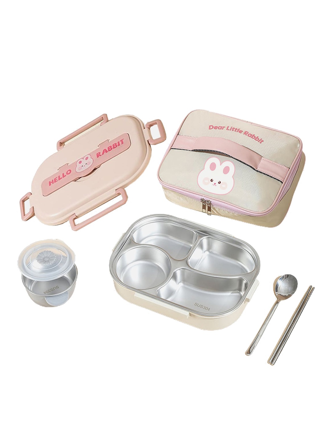 

Little Surprise Box LLP Pink Stainless Steel Tiffin with Insulated Lunch Bag