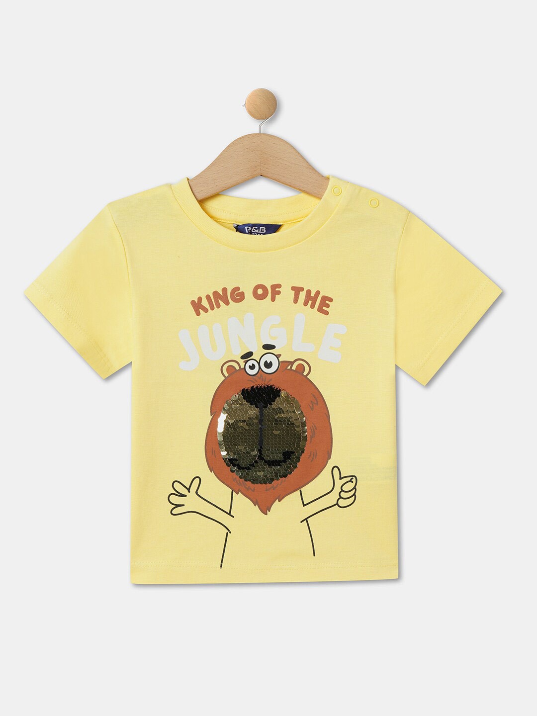 

R&B Infant Boys Typography Printed Cotton T-shirt, Yellow