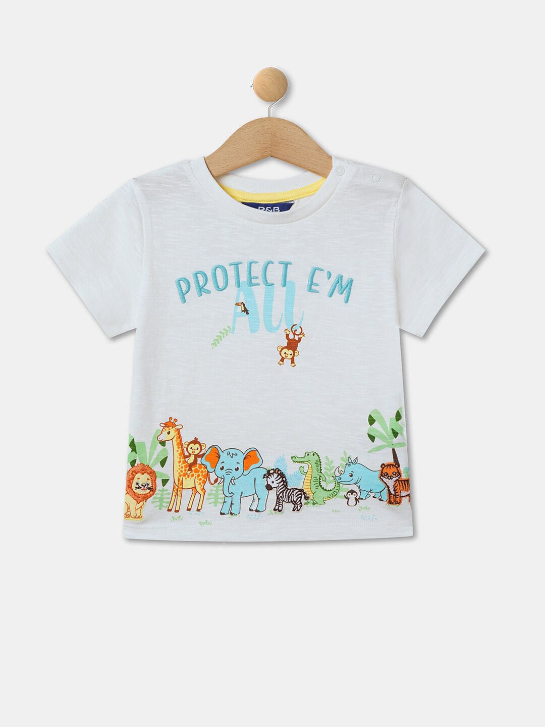 

R&B Infant Boys Typography Printed Cotton T-shirt, White