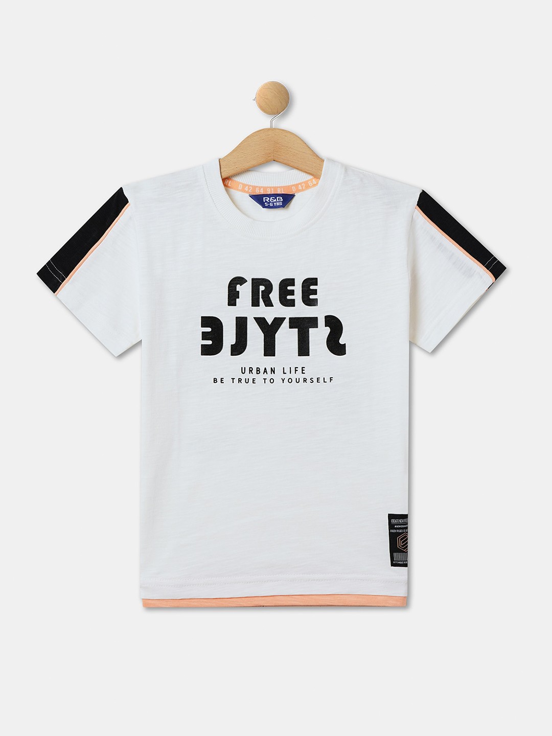 

R&B Boys Typography Printed Cotton T-shirt, White