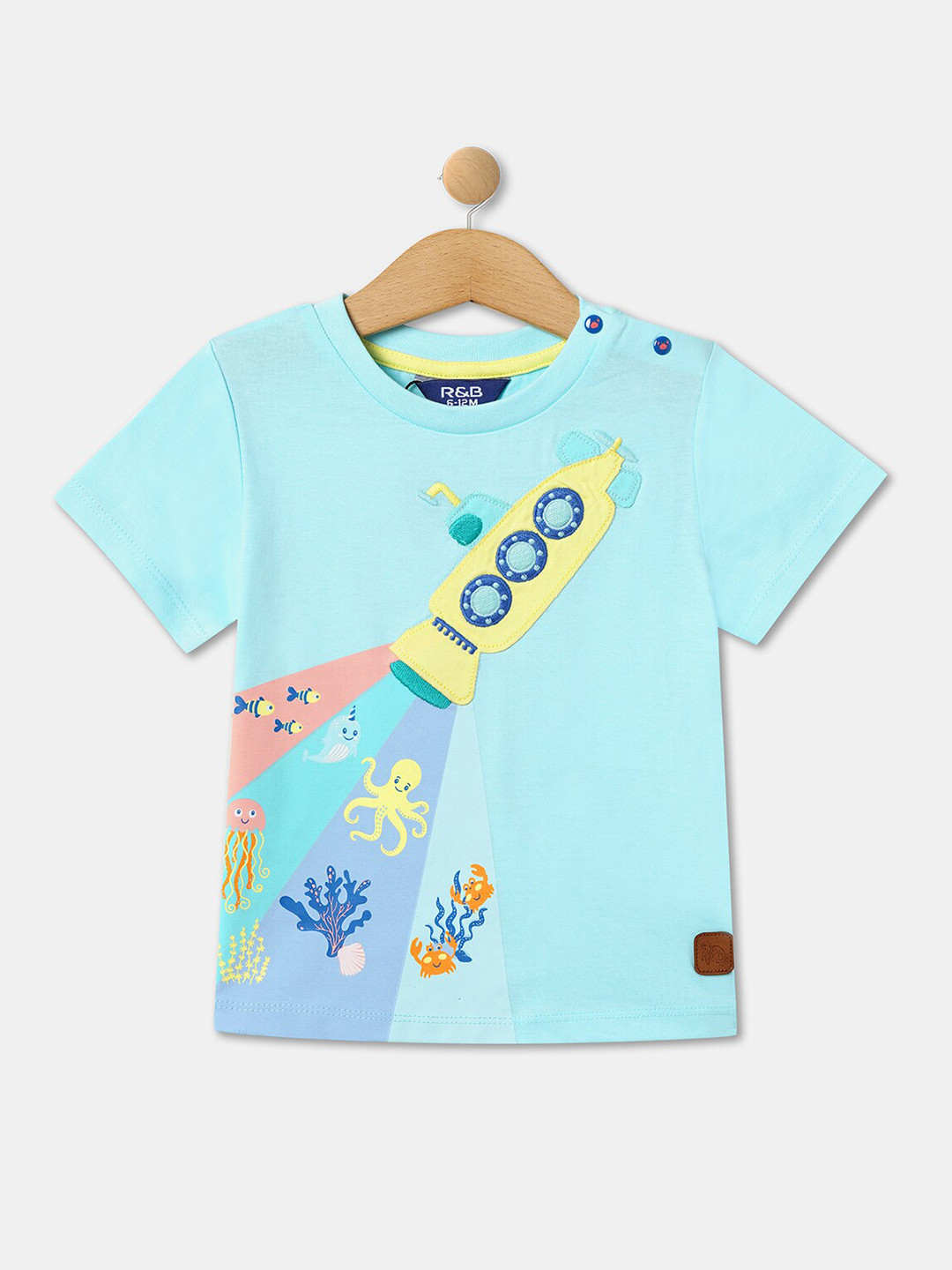 

R&B Infant Boys Printed Cotton T-shirt, Blue