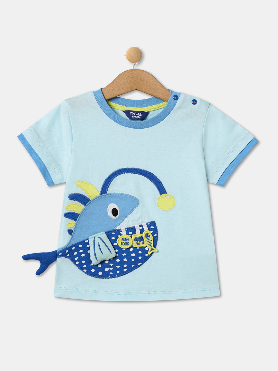 

R&B Infant Boys Printed Cotton T-shirt, Blue
