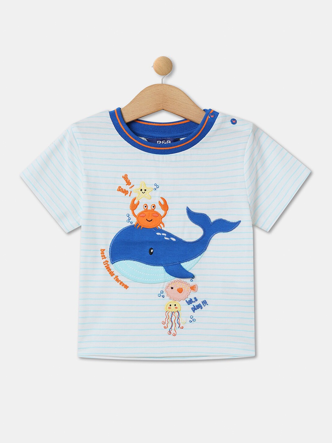 

R&B Infant Boys Printed Cotton T-shirt, White
