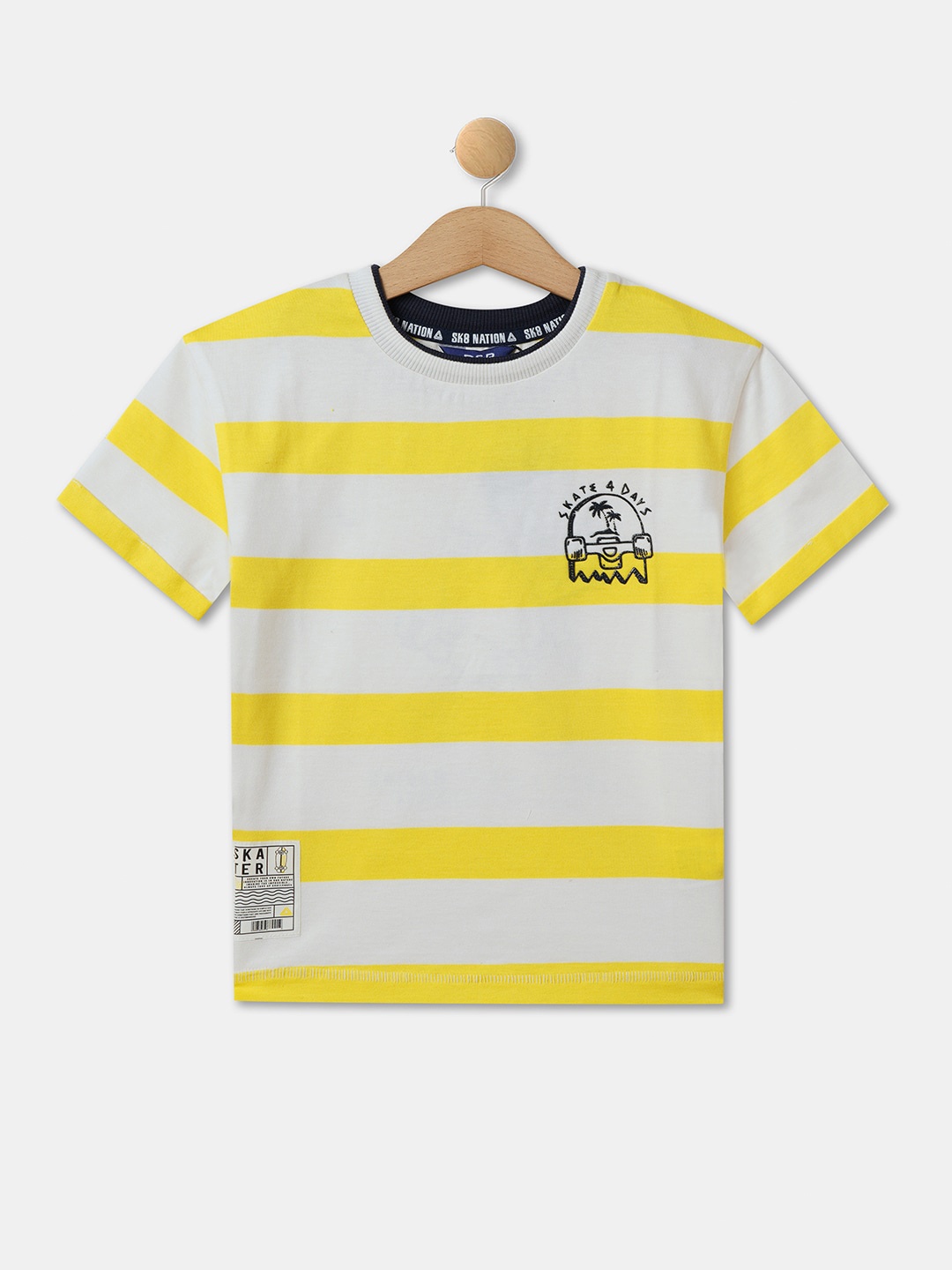 

R&B Boys Striped Cotton T-shirt, White