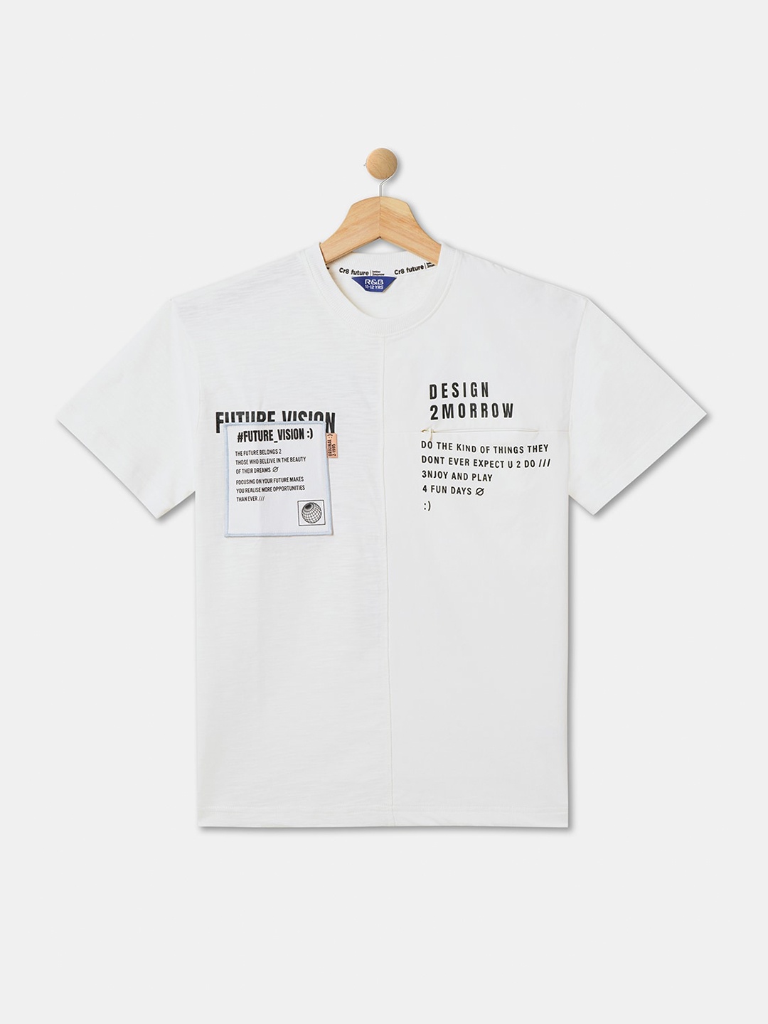 

R&B Boys Typography Printed Cotton T-shirt, White