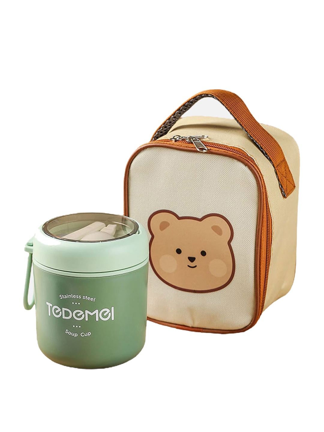

Little Surprise Box LLP Kids Green & Brown Printed Insulated Lunch Box With Lunch Bag