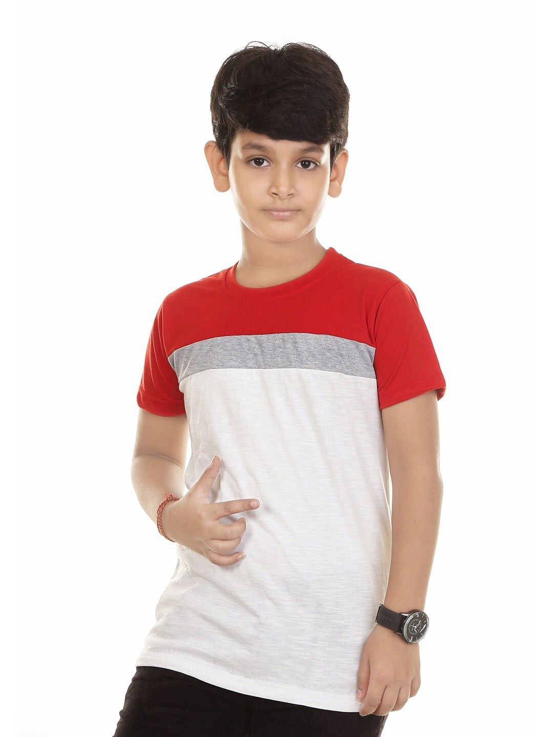 

BAESD Boys Colourblocked Round Neck Cotton T-shirt, White
