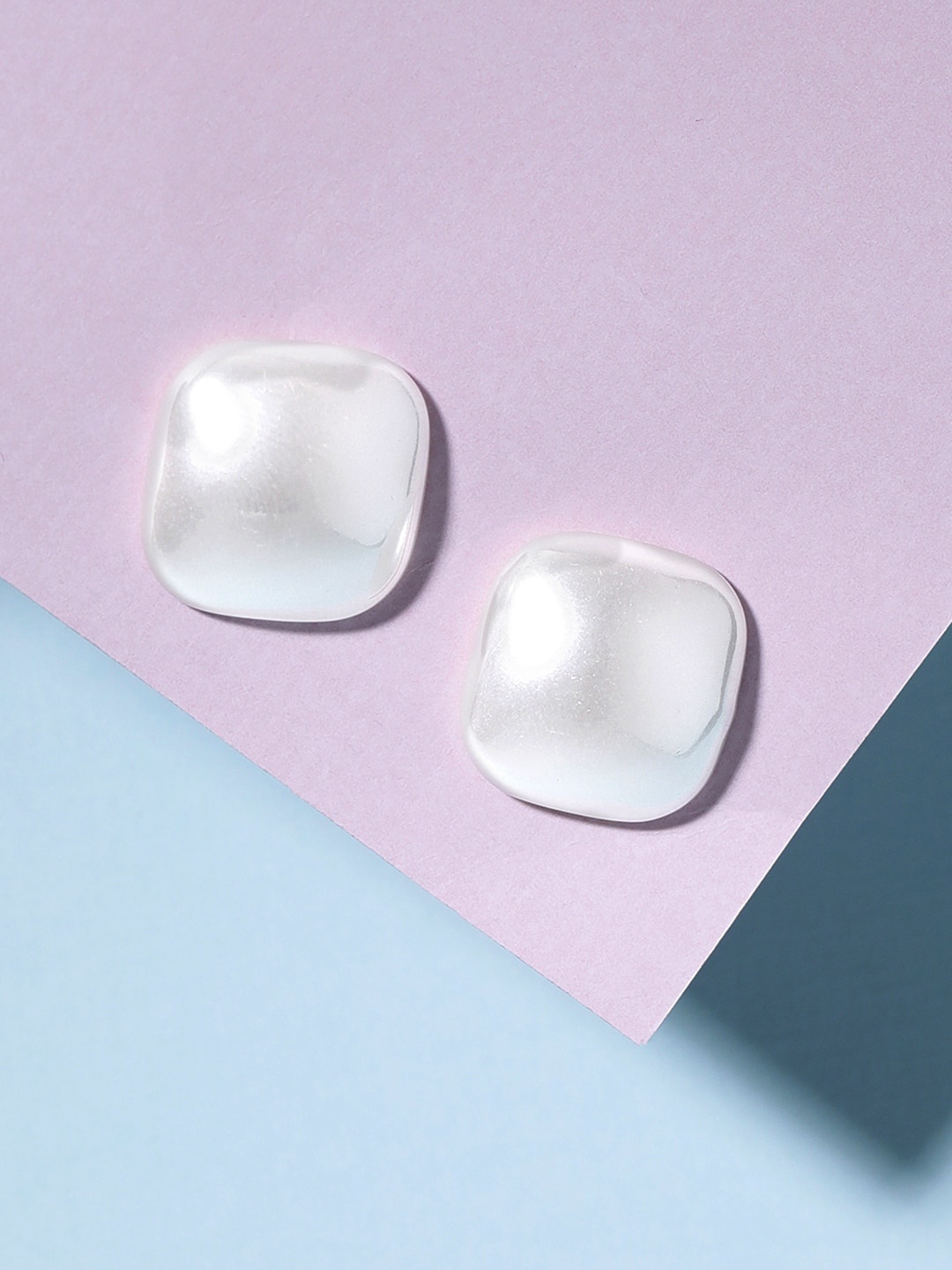 

TOKYO TALKIES X rubans FASHION ACCESSORIES Geometric Studs Earrings, White