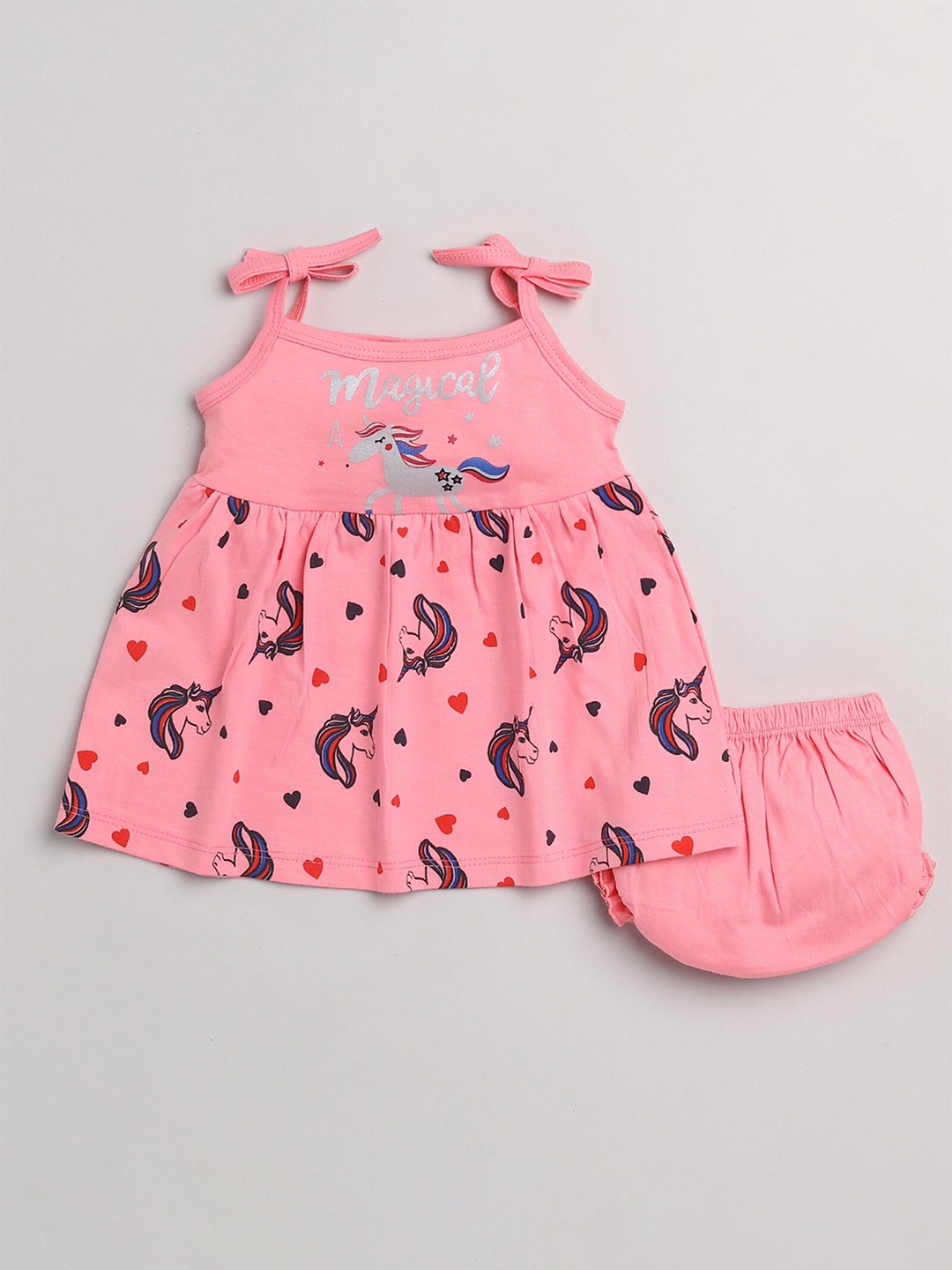 

Mars Infiniti Infant Girls Printed Pure Cotton Top With Shorts, Pink