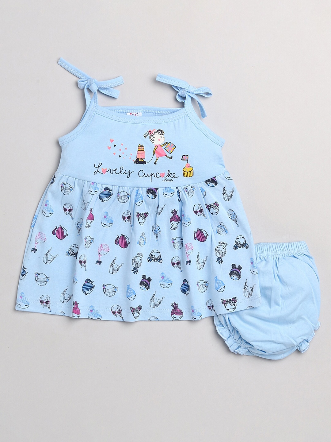 

Mars Infiniti Infant Girls Printed Pure Cotton Frock with Panty, Blue