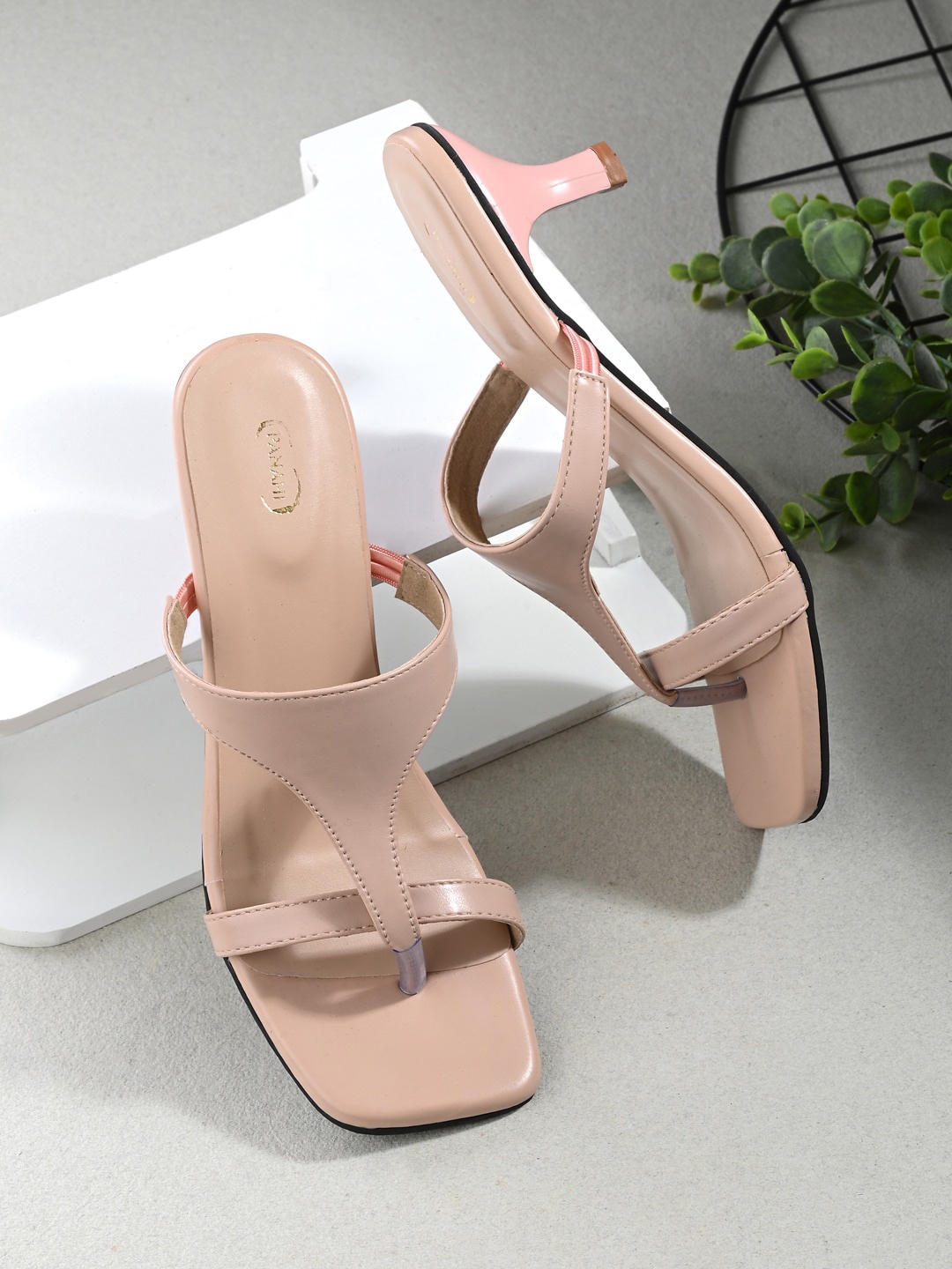 

PANAHI Open Toe Kitten Heels, Peach