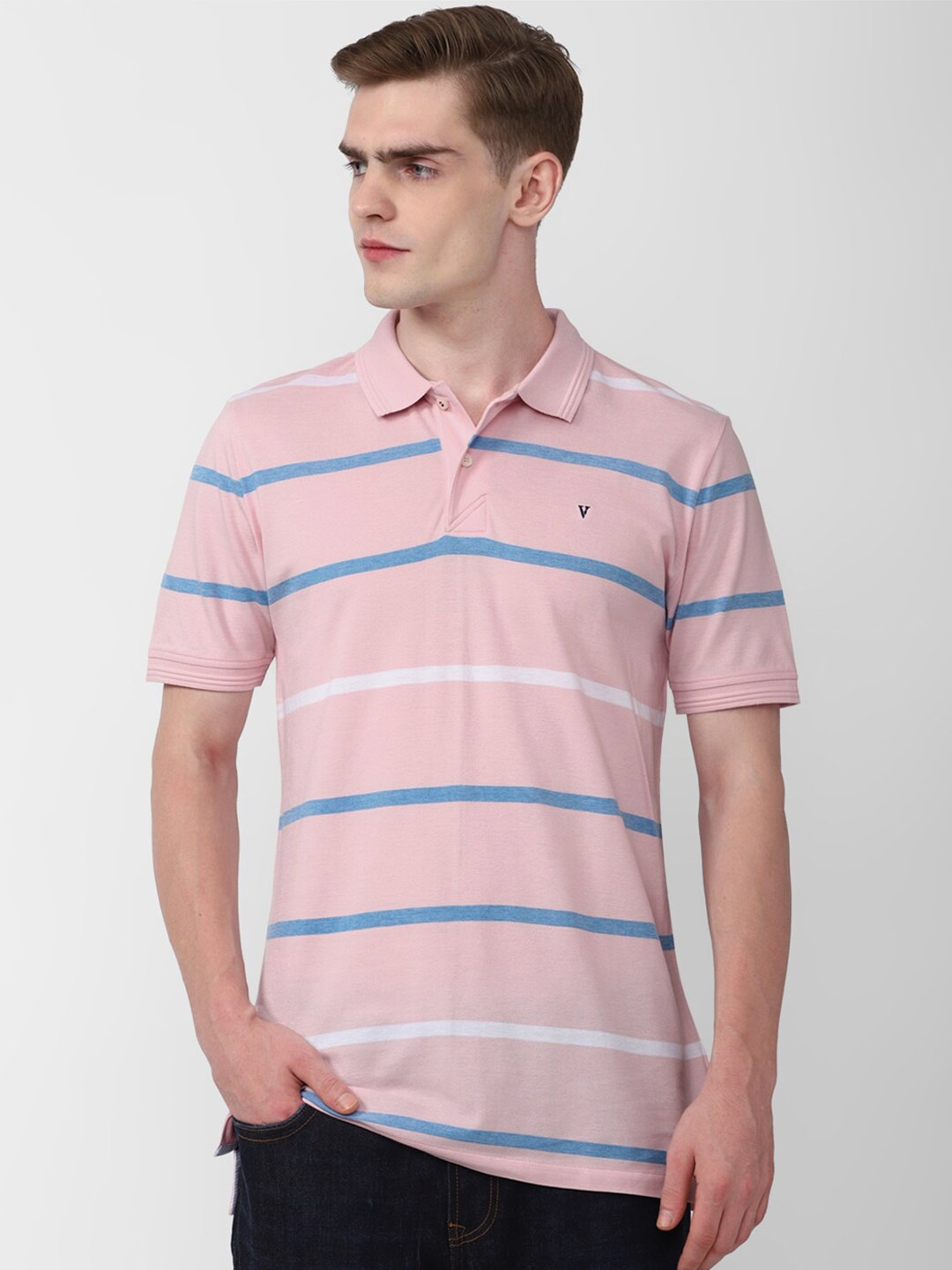 

Van Heusen Sport Striped Polo Collar T-shirt, Pink