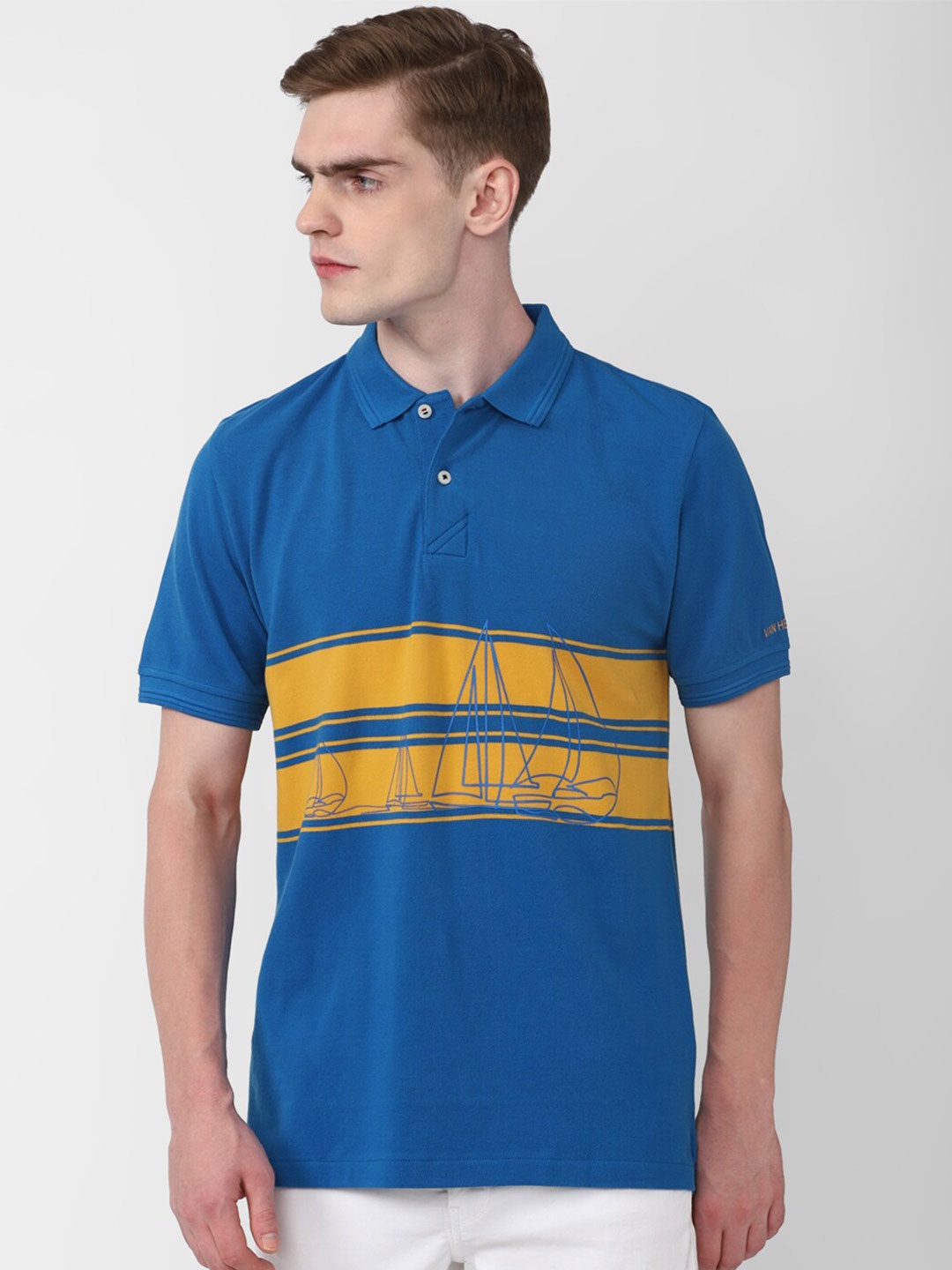 

Van Heusen Sport Striped Polo Collar Pure Cotton T-shirt, Blue