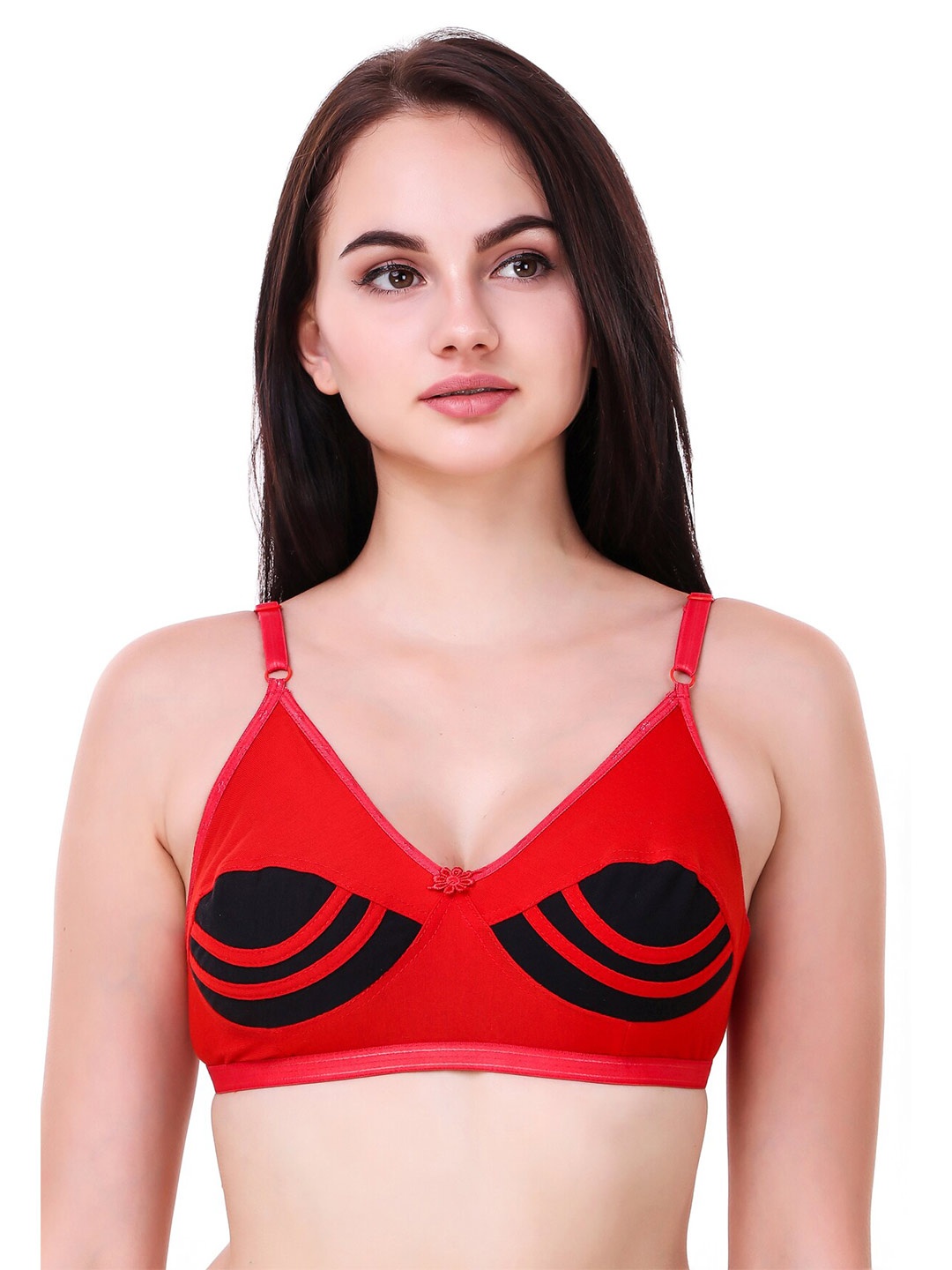 

Piylu Colourblocked Medium Coverage All Day Comfort Everyday Bra, Red