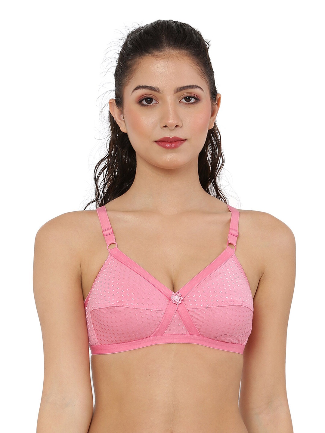 

Piylu Medium Coverage All Day Comfort Cotton Everyday Bra, Pink