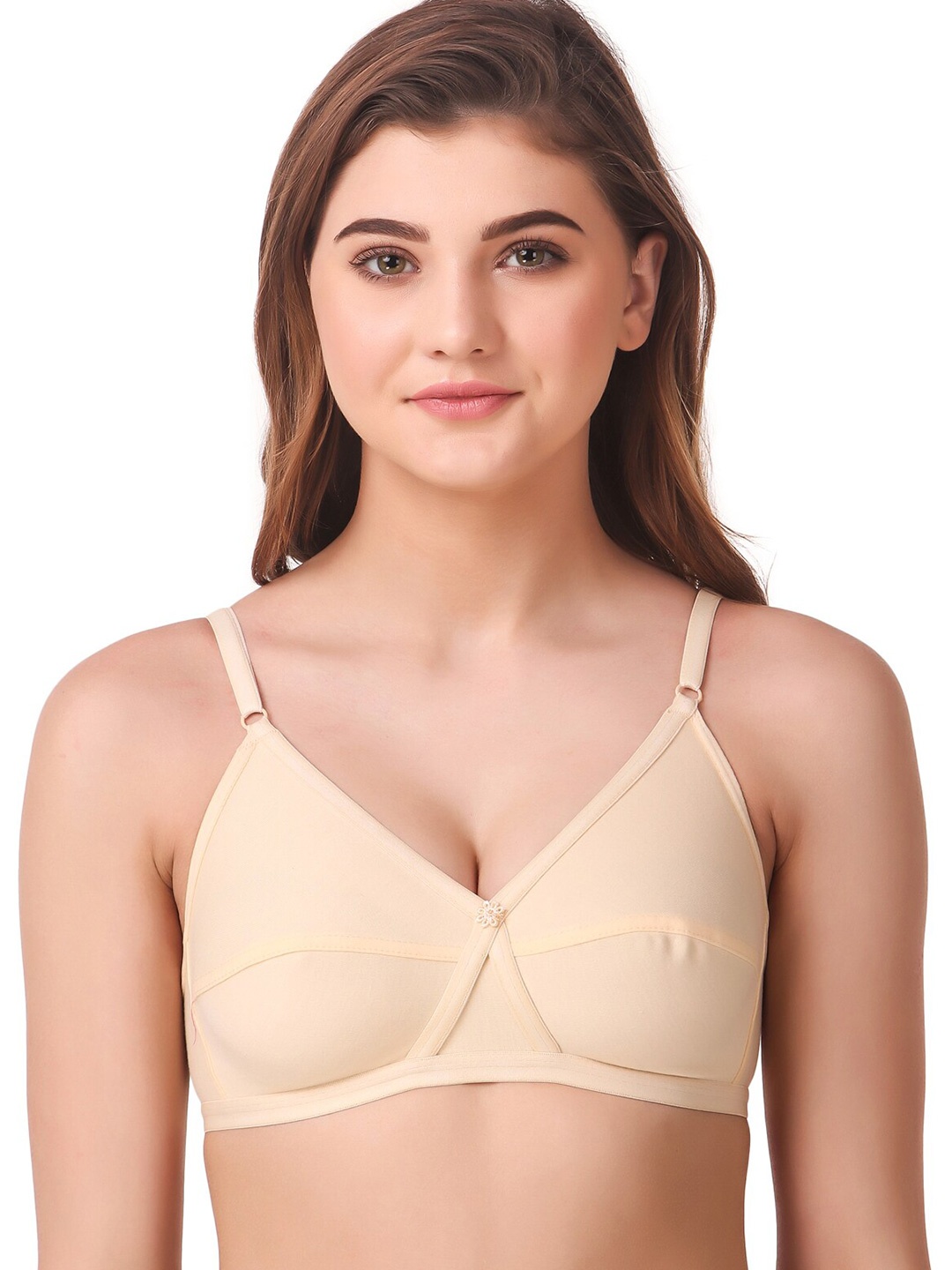 

Piylu Medium Coverage All Day Comfort Cotton Everyday Bra, Beige