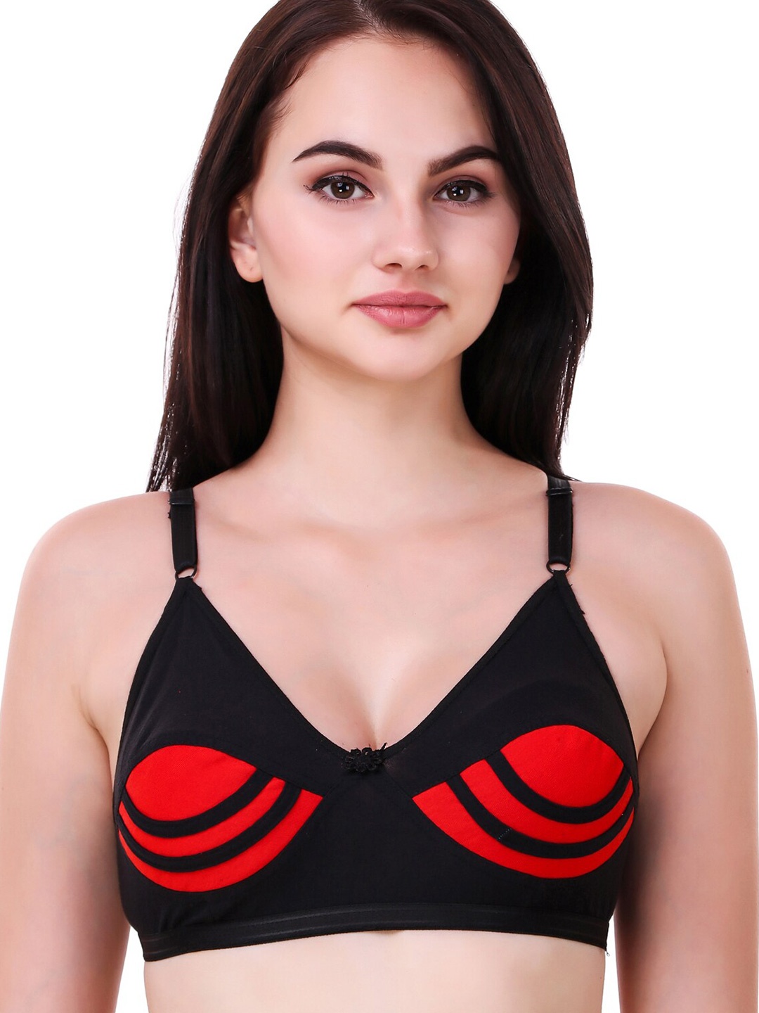 

Piylu Colourblocked Medium Coverage All Day Comfort Cotton Everyday Bra, Black