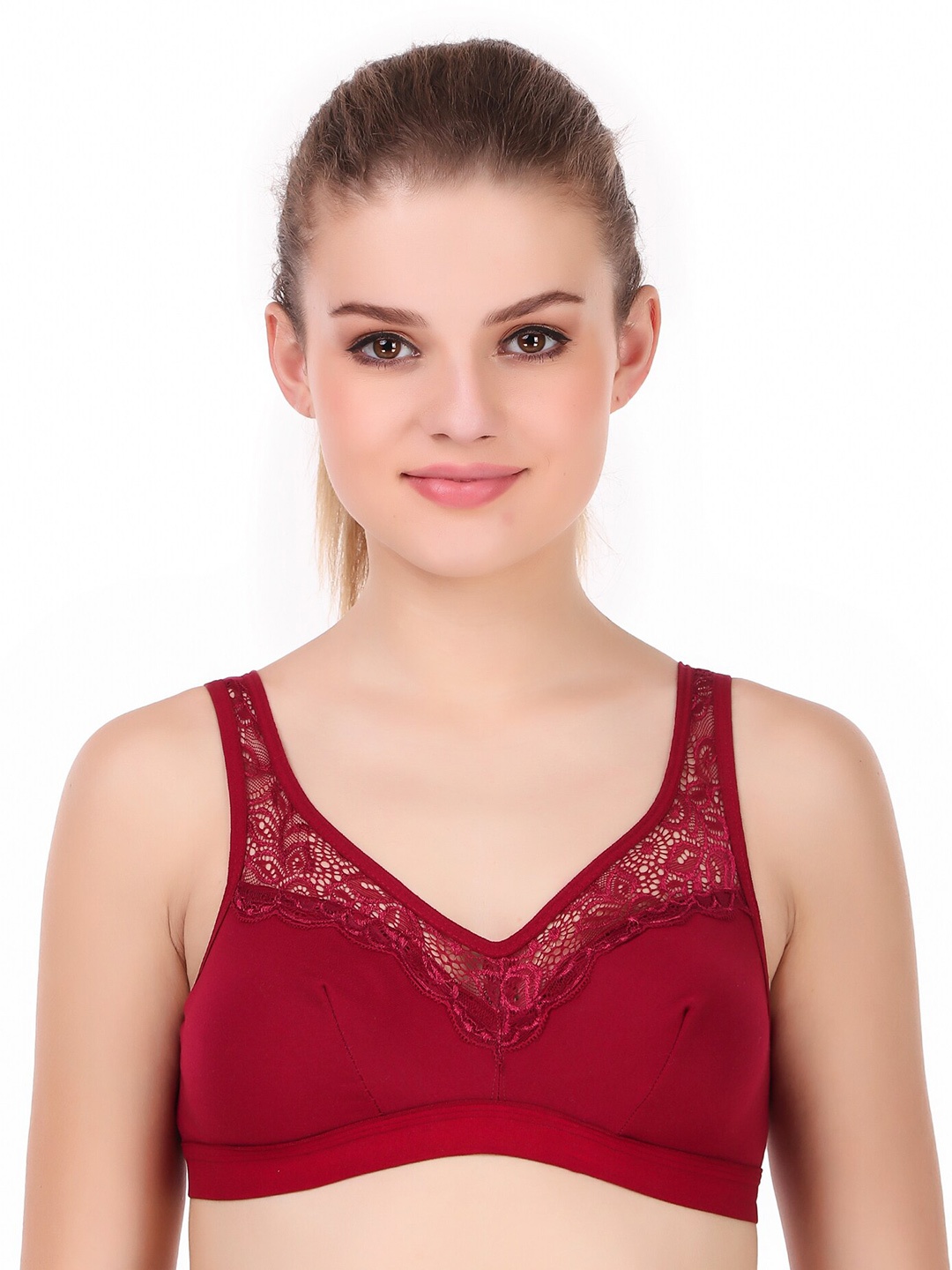 

Piylu Medium Coverage All Day Comfort Cotton Everyday Bra, Maroon