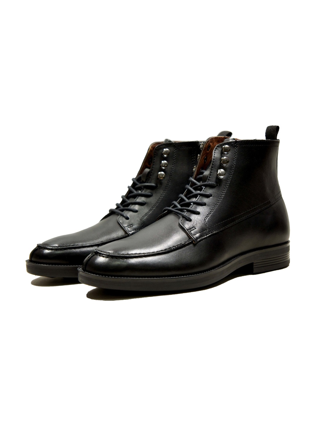 

HX London Men Textured Leather Biker Boots, Black