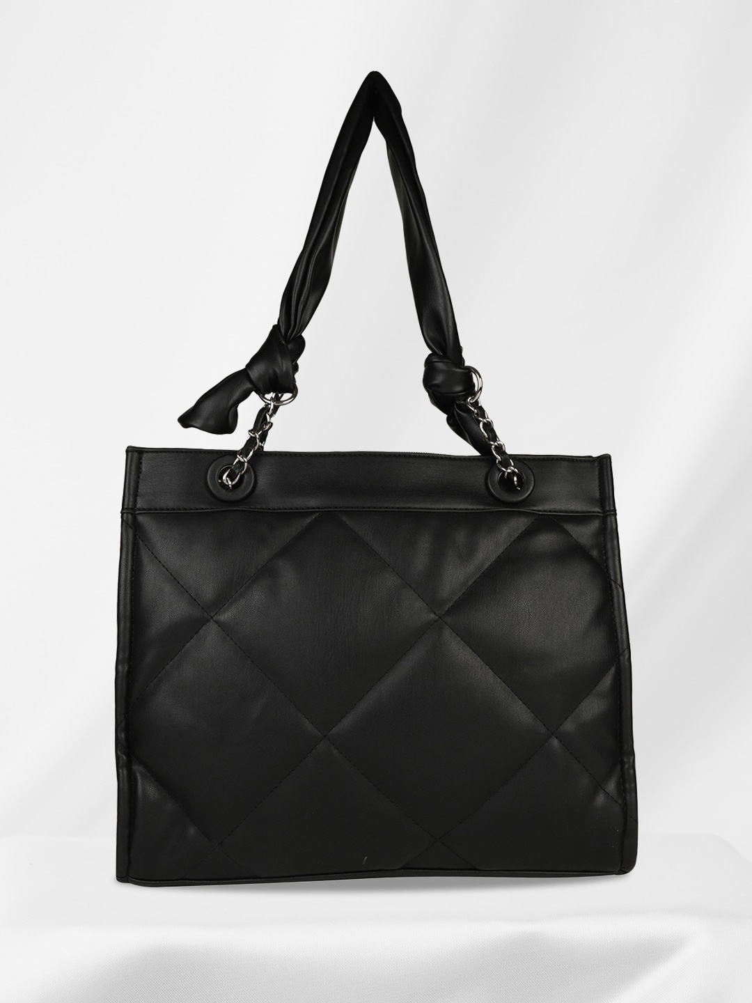 

MINI WESST Textured Quilted Structured Handheld Bag, Black