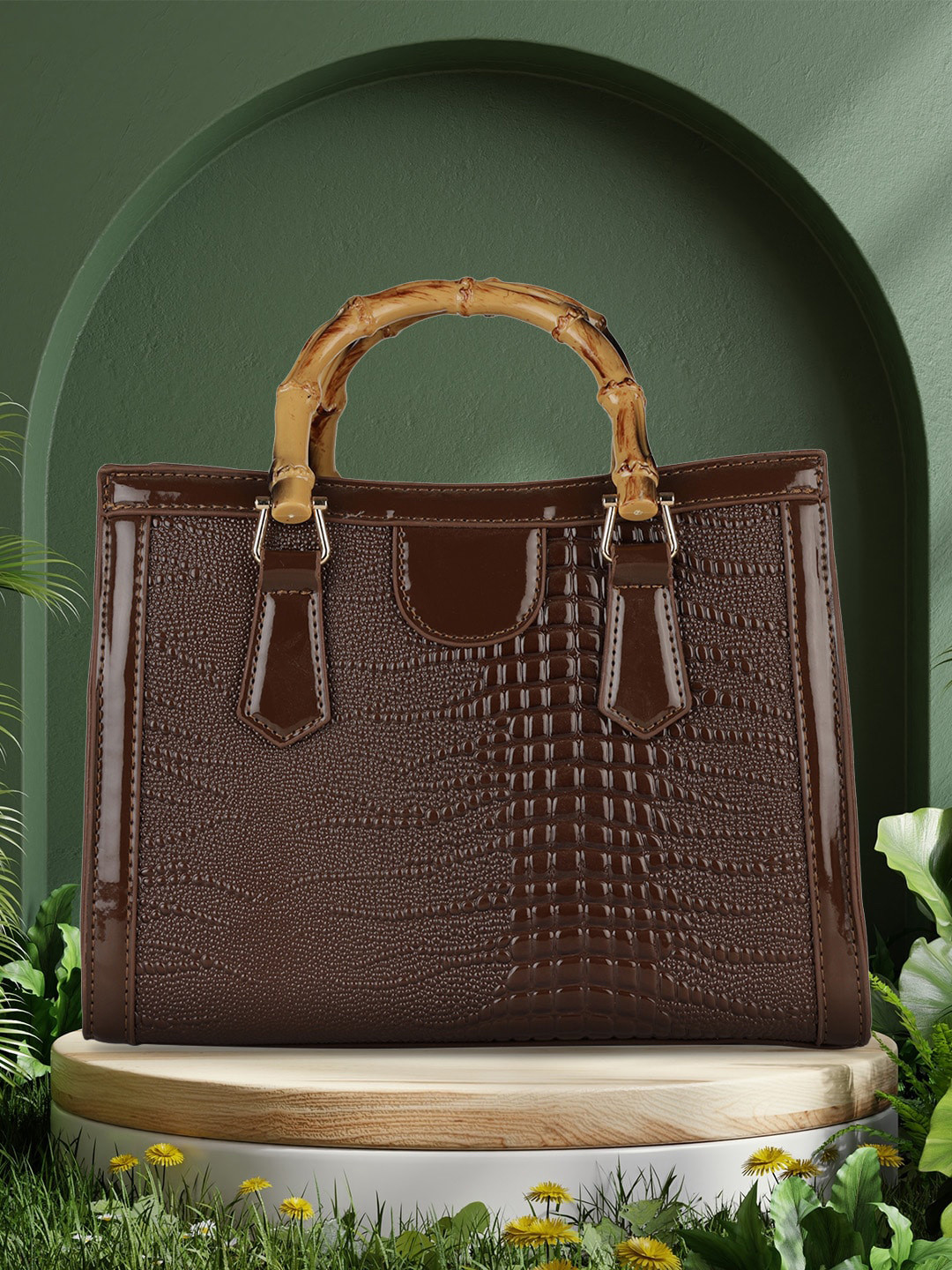 

MINI WESST Textured Structured Handheld Bag, Maroon