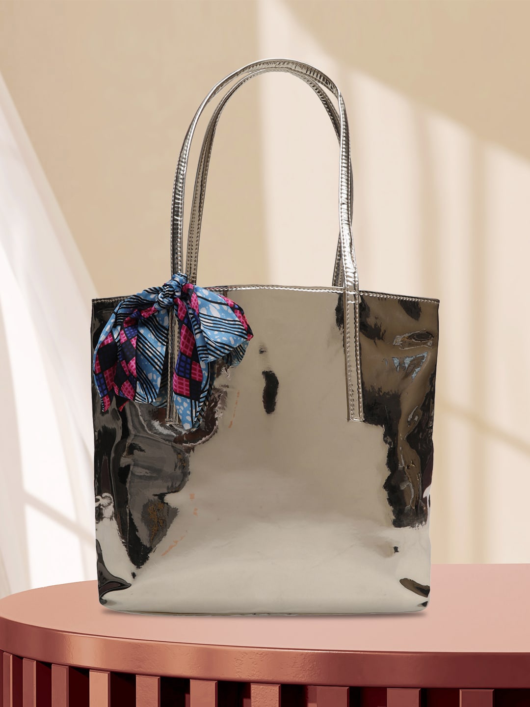 

MINI WESST Structured Tote Bag with Scarf, Gold