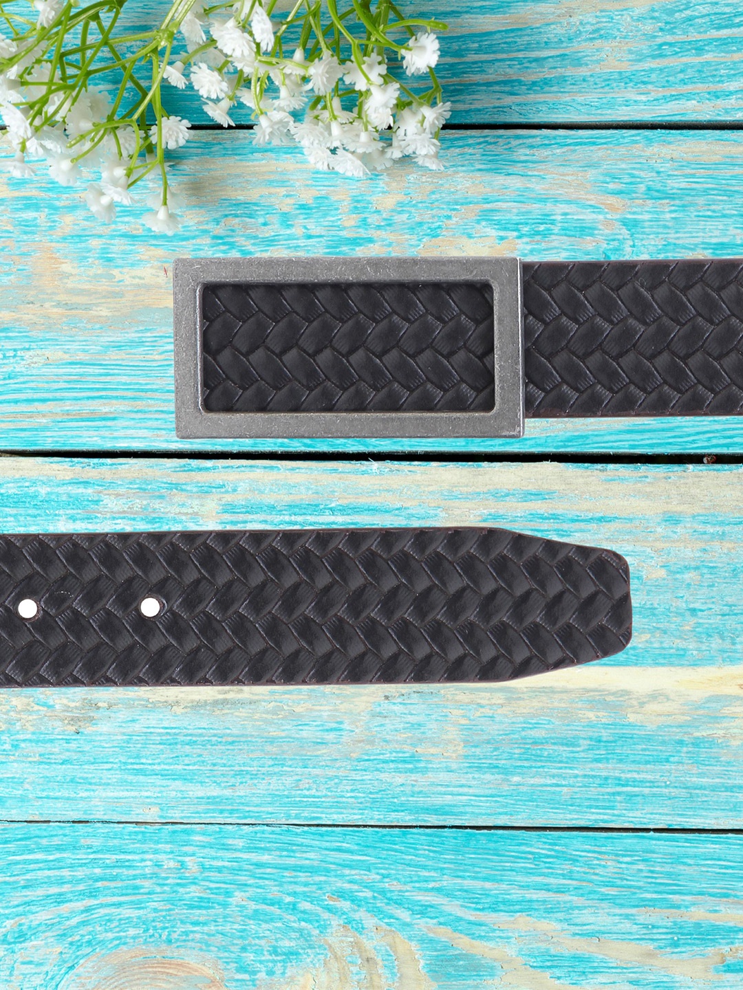 

Calvadoss Boys Textured Leather Belt, Black