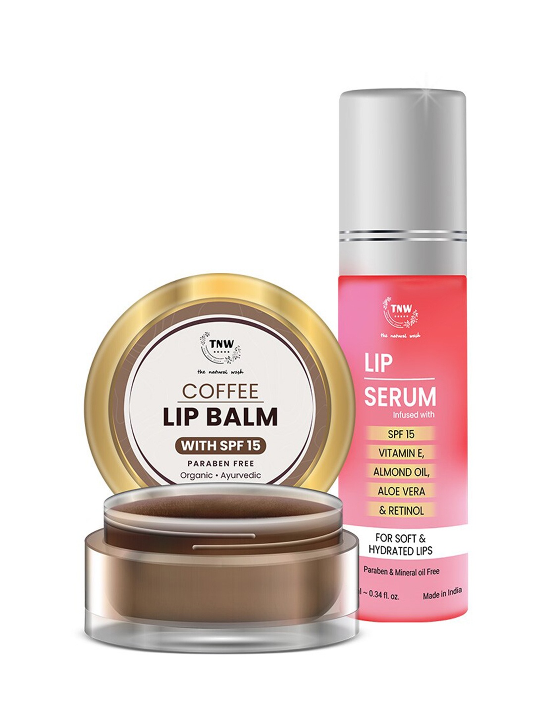 

TNW the natural wash Combo Of Coffee Lip Balm & Lip Serum, Brown