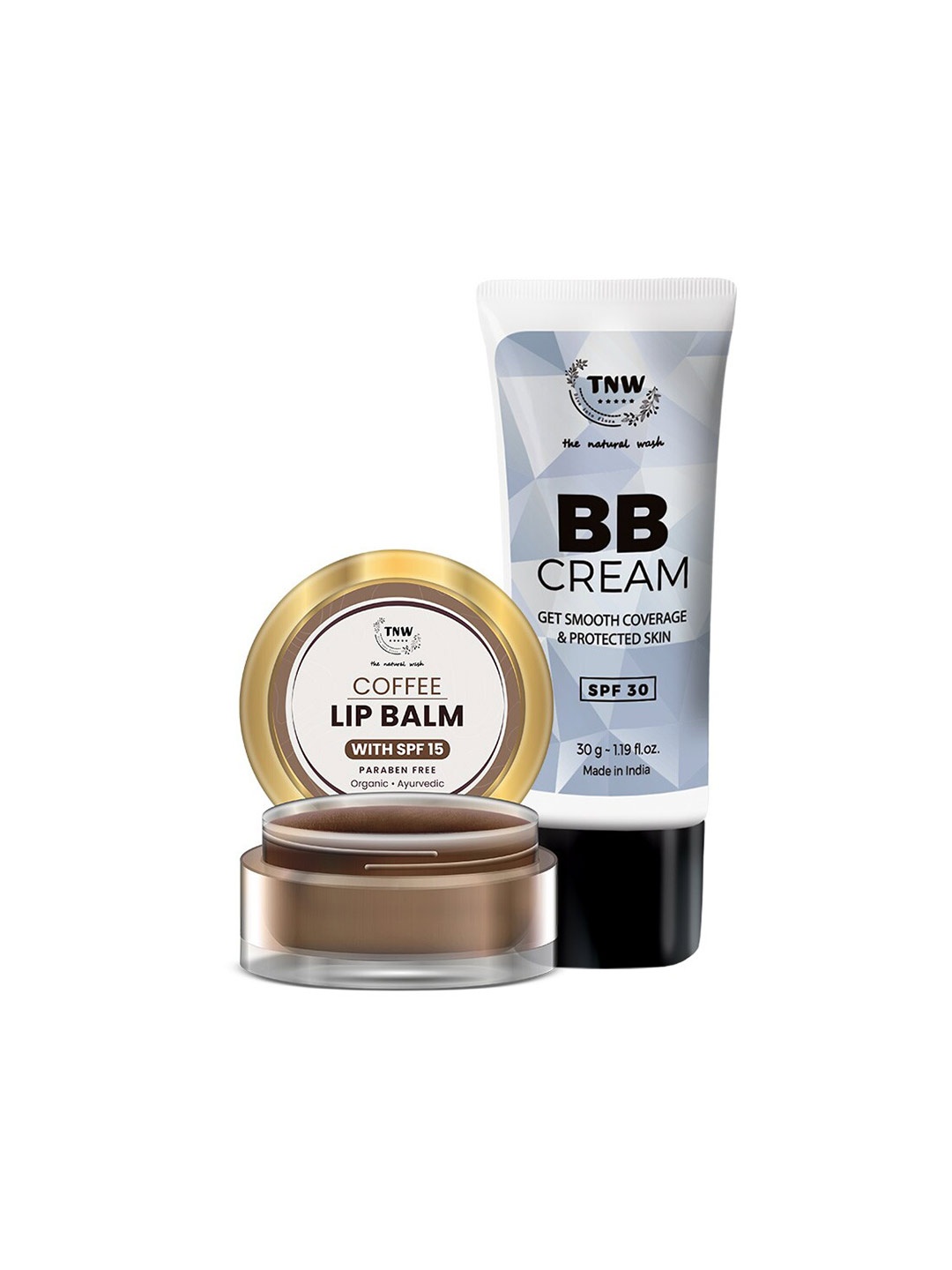 

TNW the natural wash Combo of 2 Coffee Lip Balm-5gm & BB Cream 30gm, Brown