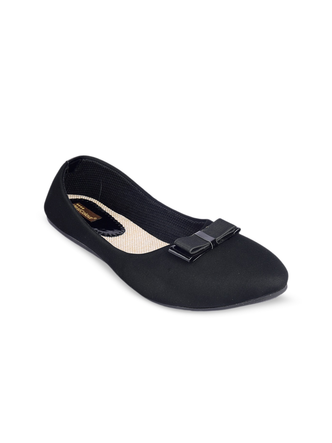 

DESI COLOUR Women Pointed Toe Ballerinas With Bows, Black