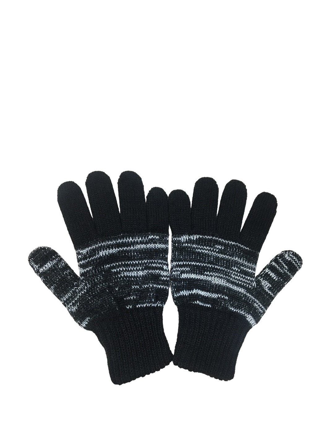 

Gajraj Women Self Design Woolen Gloves, Black