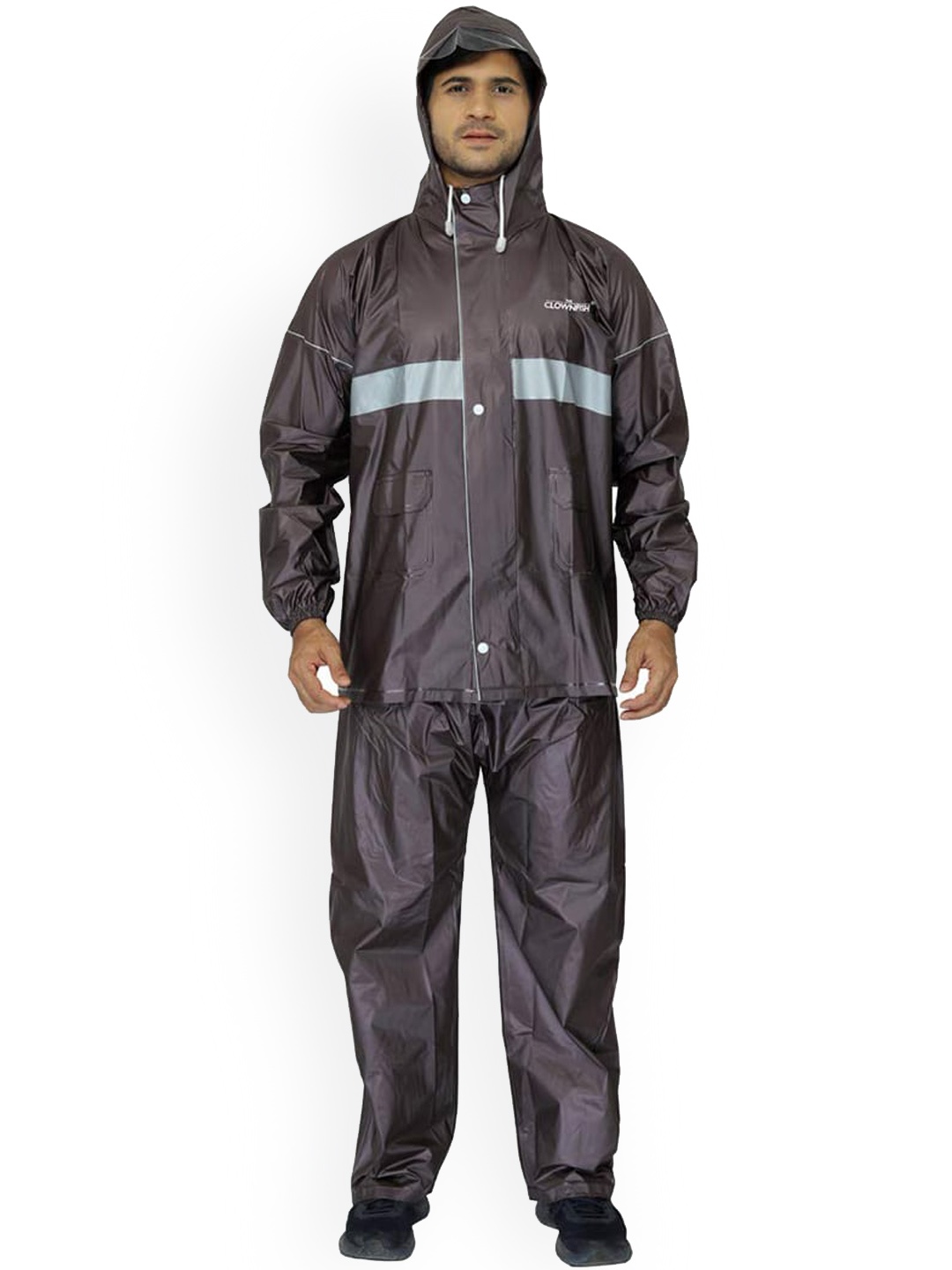 

THE CLOWNFISH Waterproof & Leakproof Hooded Bike Raincoat, Grey