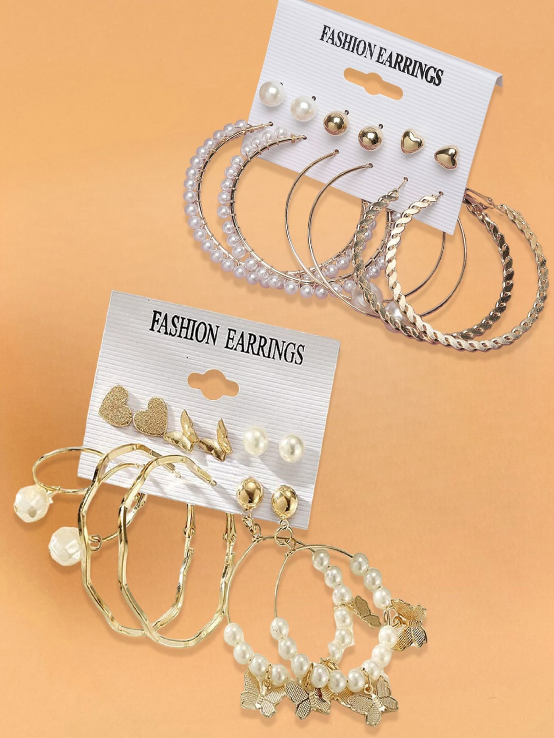 

OOMPH Set of 12 Gold-Plated Studs & Hoop Earrings